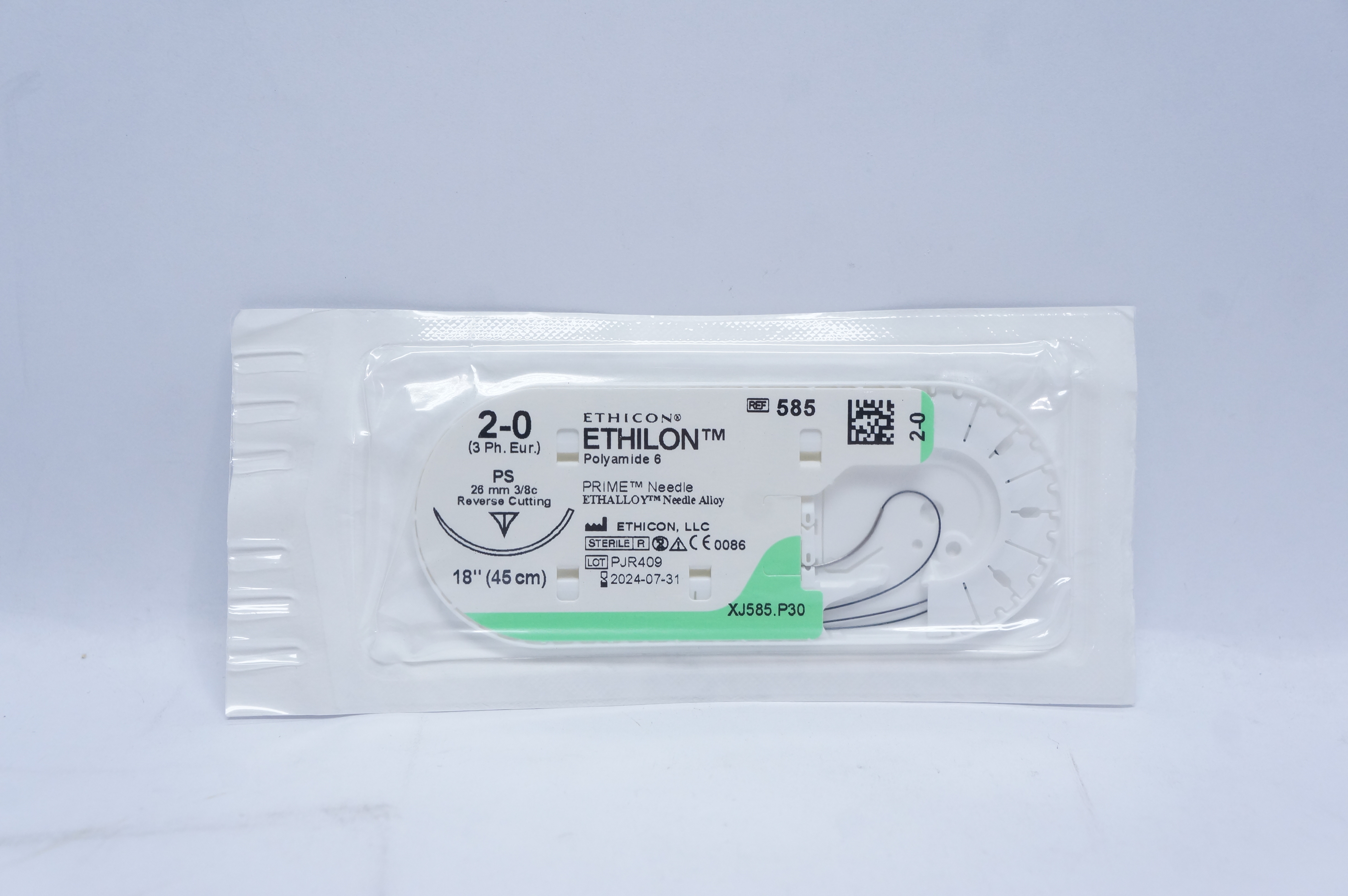 Ethicon 585 2-0 ETHILON, PS, 26mm 3/8c Reverse Cutting, 18inch