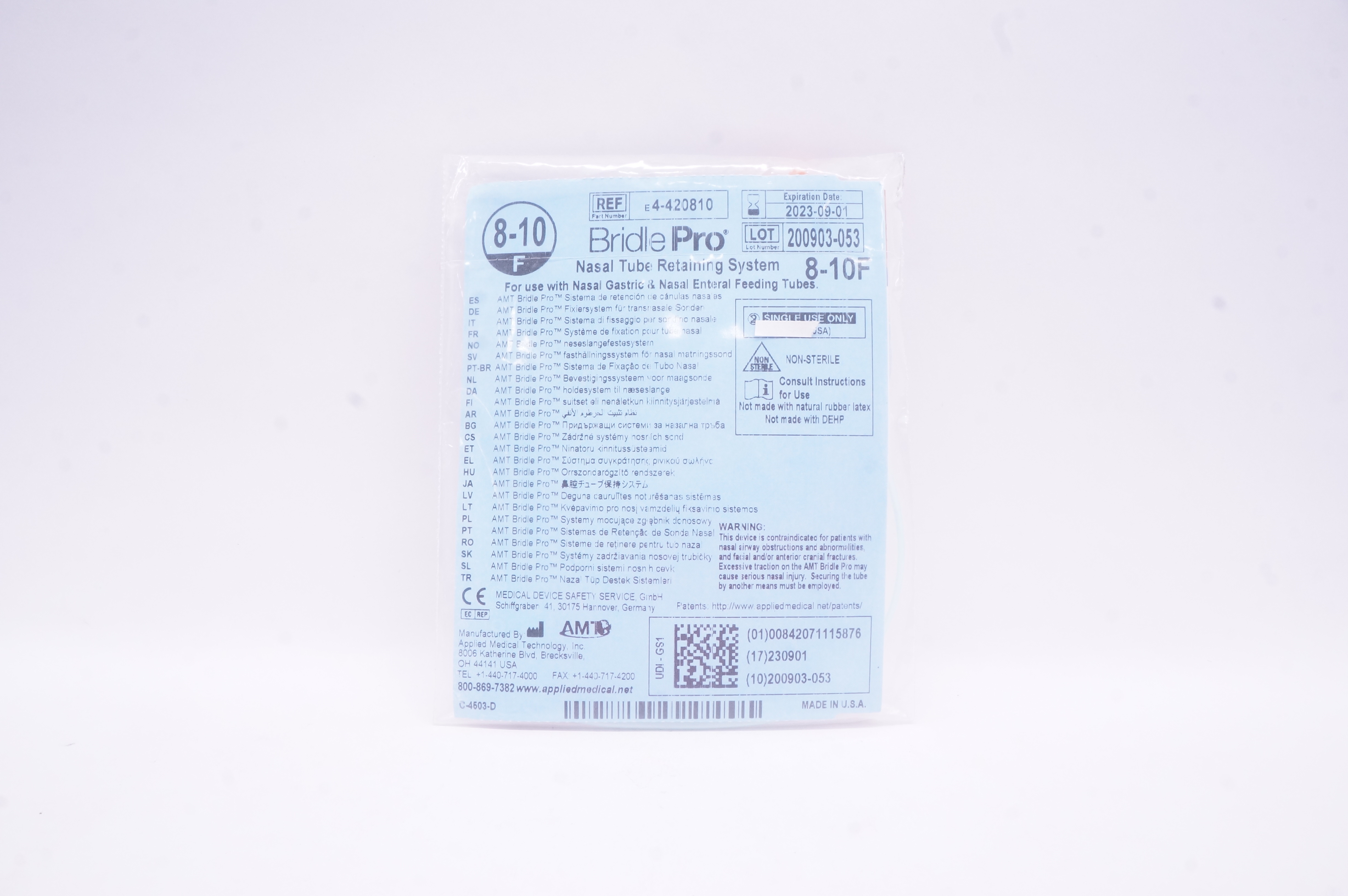 Applied Medical E4-420810 Bridle Pro Nasal Tube Retaining System 8-10F