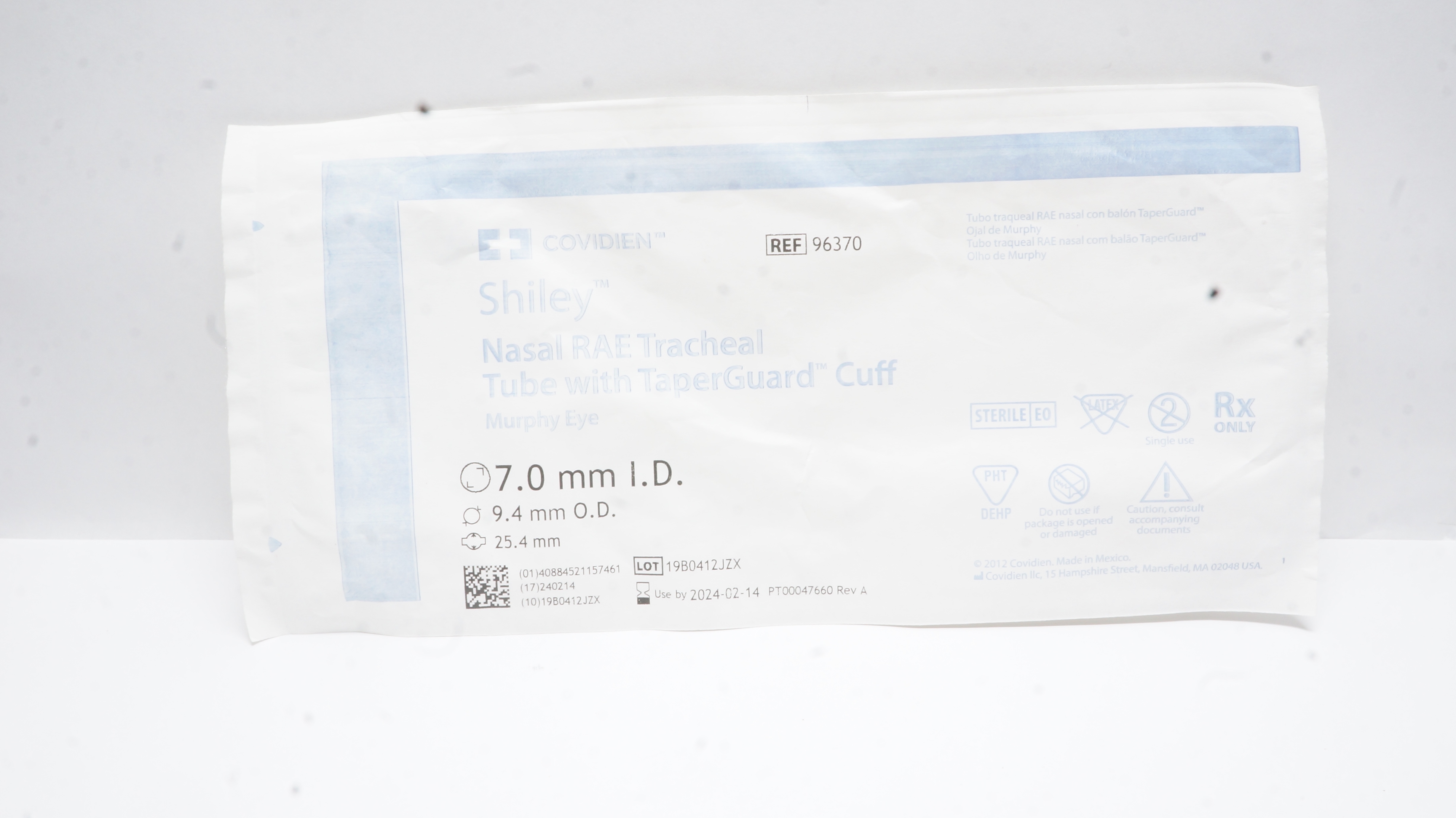 Covidien 96370 Shiley Nasal RAE Tracheal Tube w/Cuff 7.0ID x 9.4OD x 25.4mm (x)