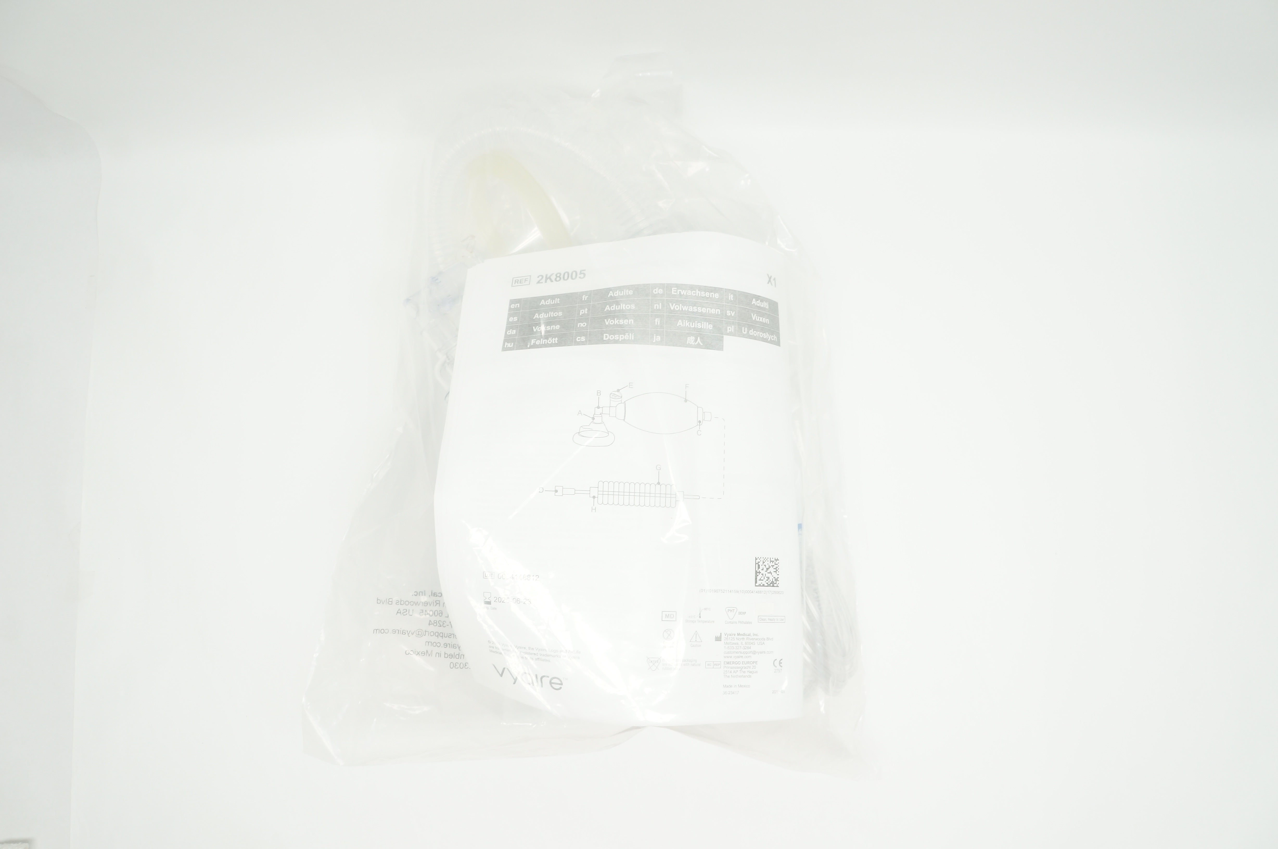 Vyaire Medical 2K8005 Resuscitator Bag Adult Resuscitator Nasal / Oral Mask