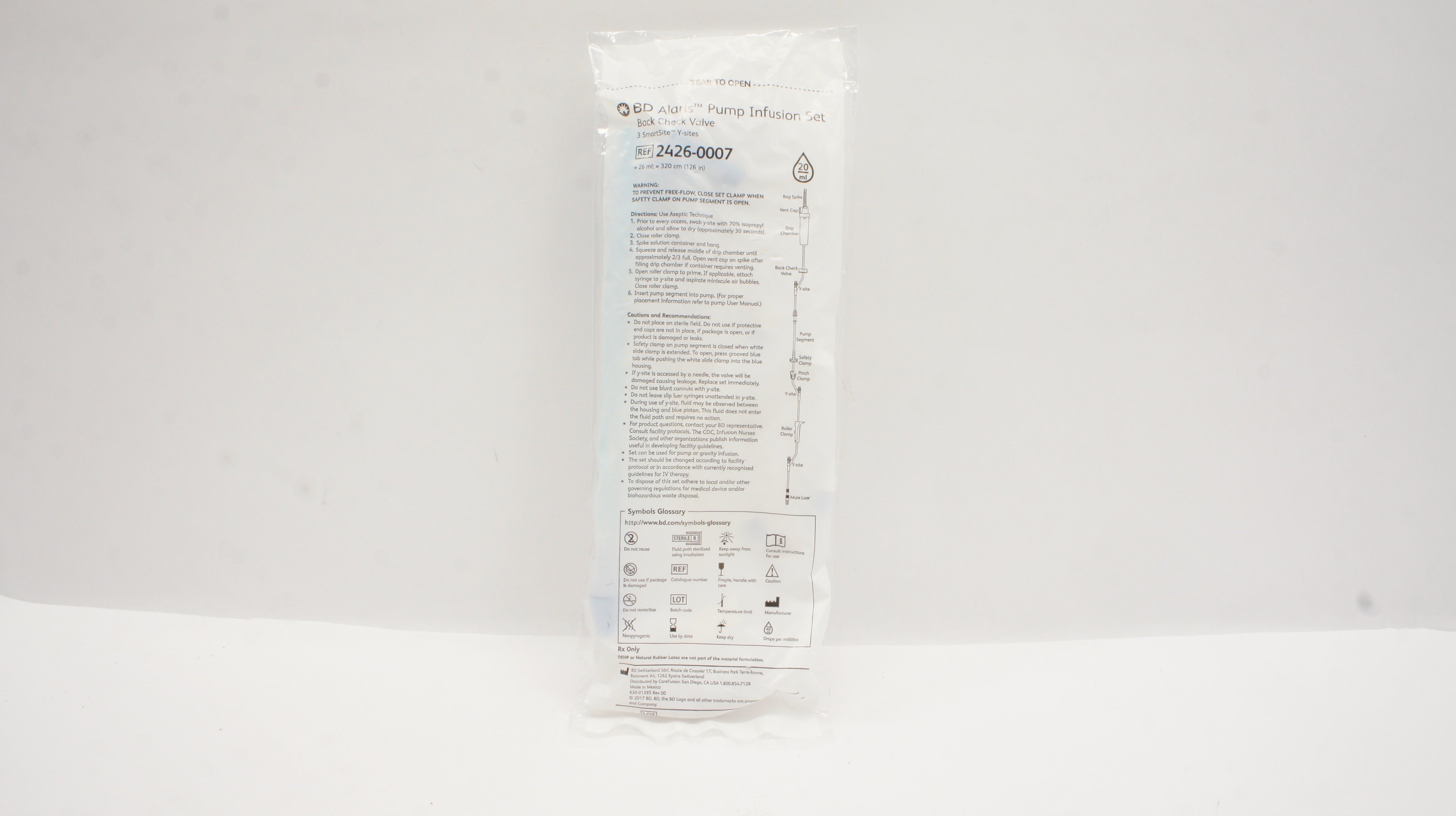 BD 2426-0007 Alaris Pump Infusion Set Back Check Valve 20ml 126inch (x)