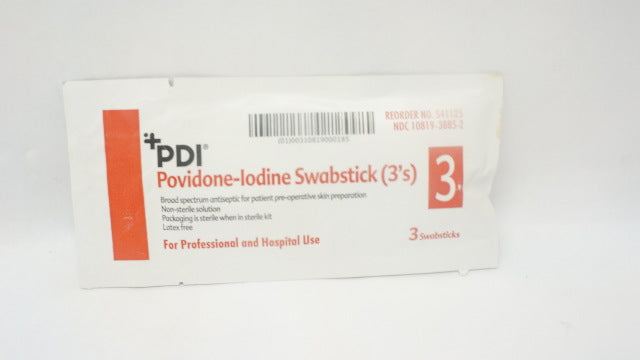 PDI S41125 Povidone-lodine Swabstick 3's (x) - Pack of 3