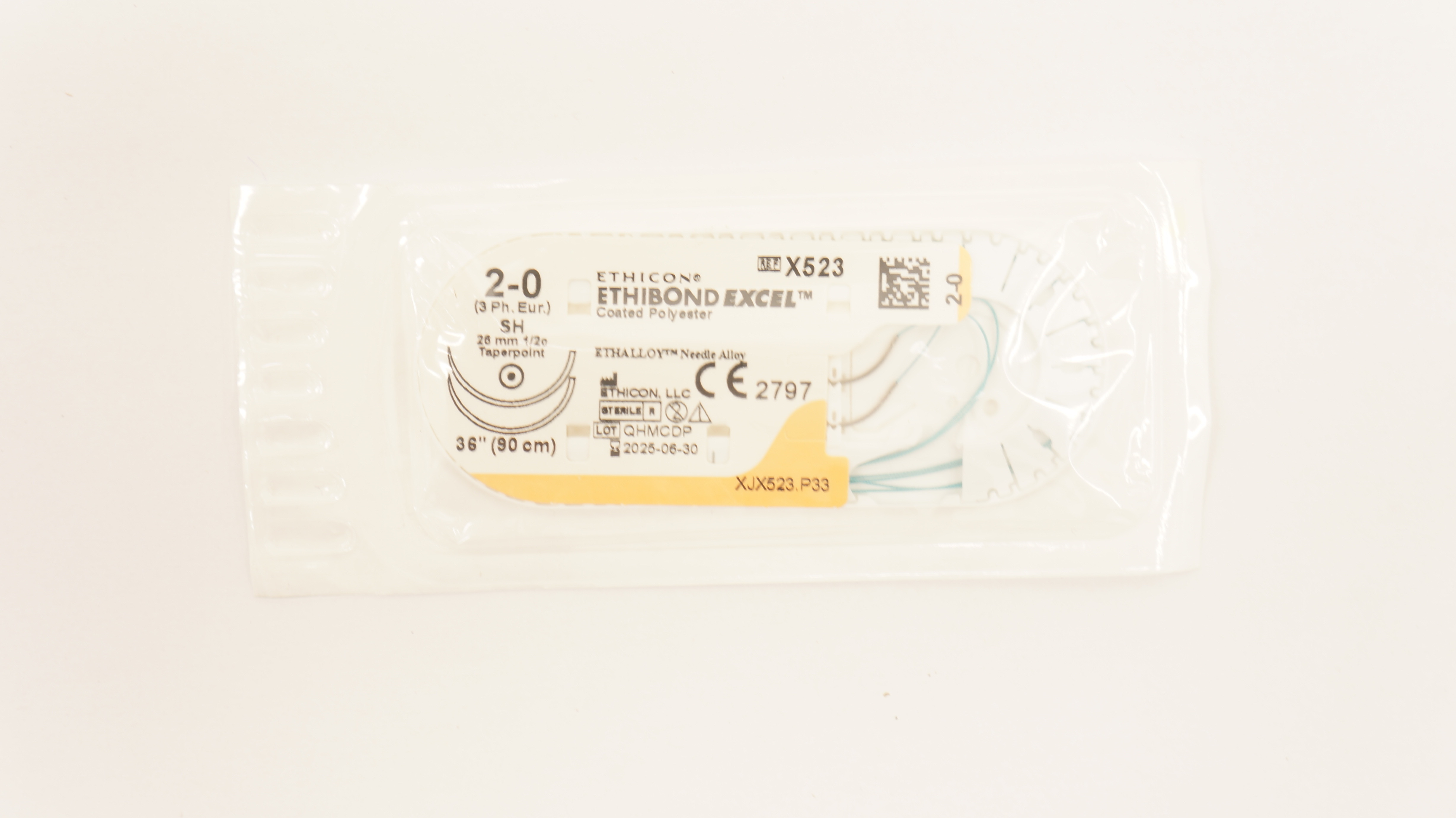 Ethicon X523 2-0 Ethibond Excel Surgical Stre SH 26mm 1/2c Taperpoint, 36inch