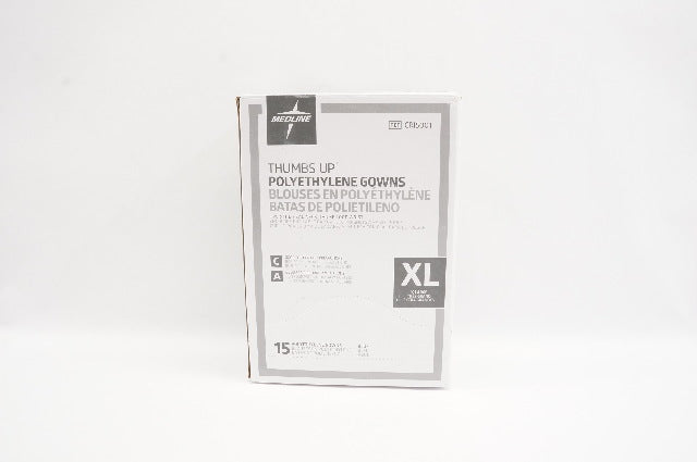 Medline CRI5001 Thumbs Up Polyethylene Gown XL - Box of 15