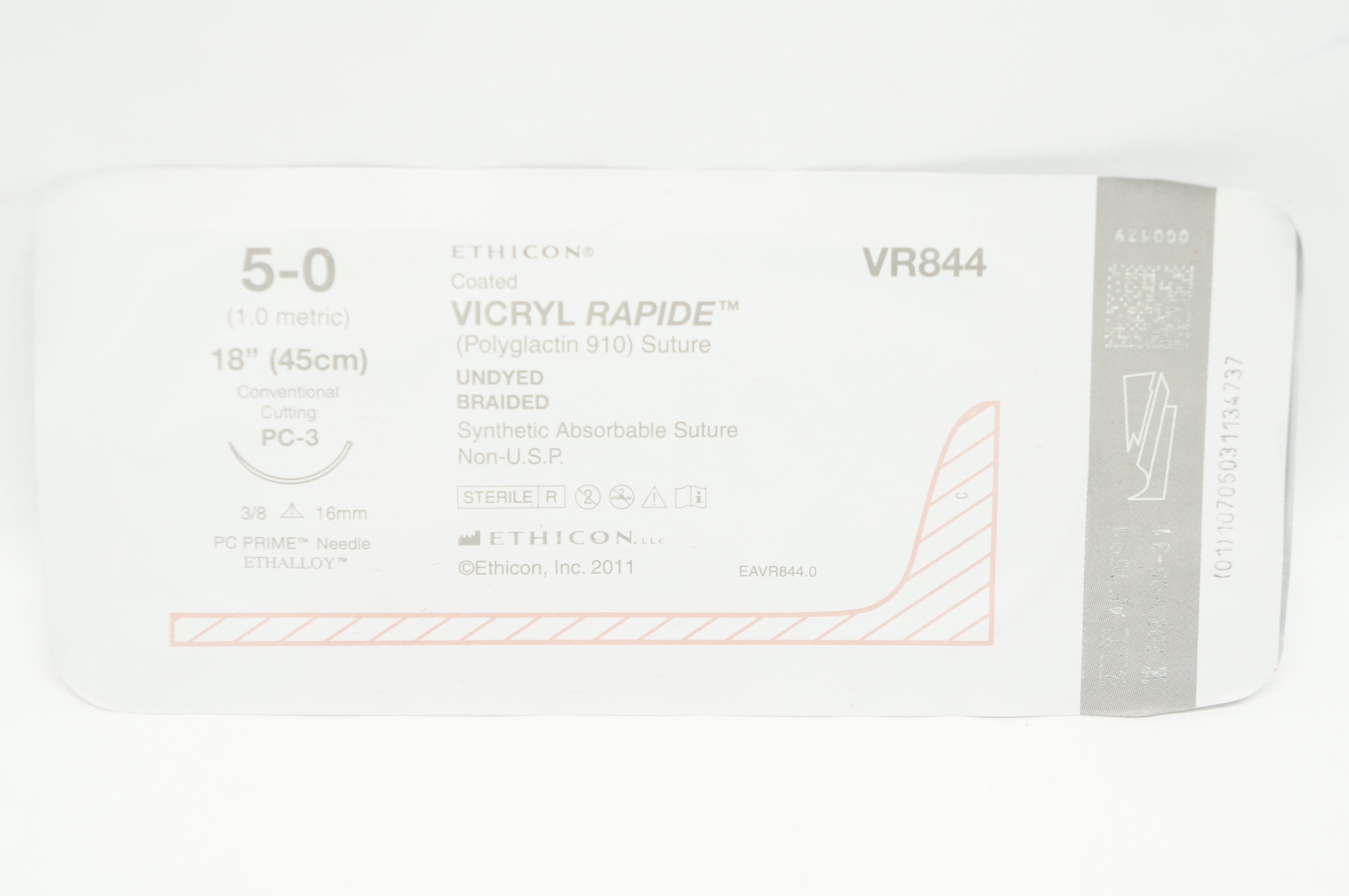 Ethicon VR844 5-0 Vicryl Rapide Absorbable Stre PC-3 18in. (x)