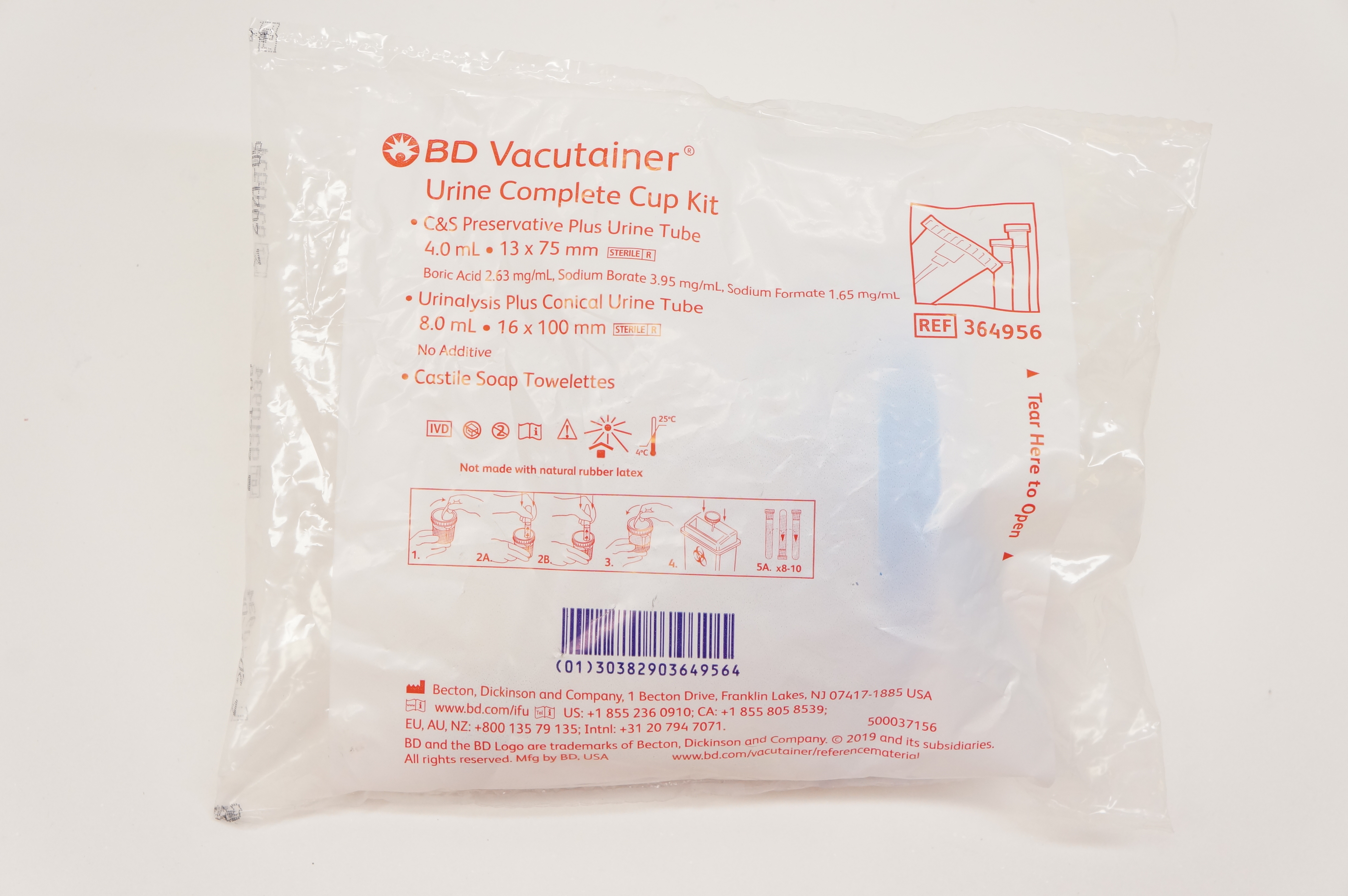 BD 364956 Vacutainer Urine Complete Cup Kit (x)