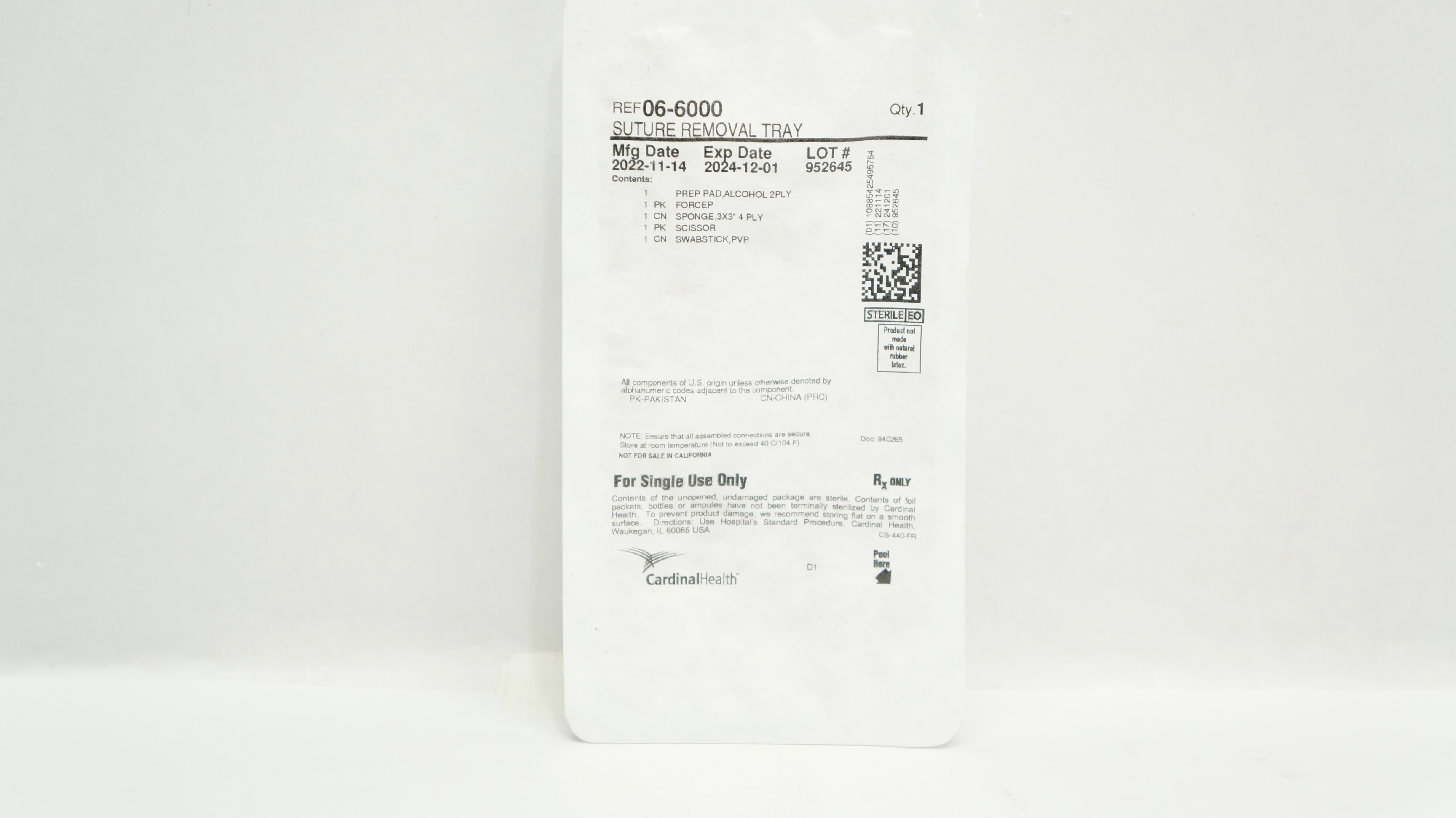 Cardinal Health 06-6000 Stre Removal Tray