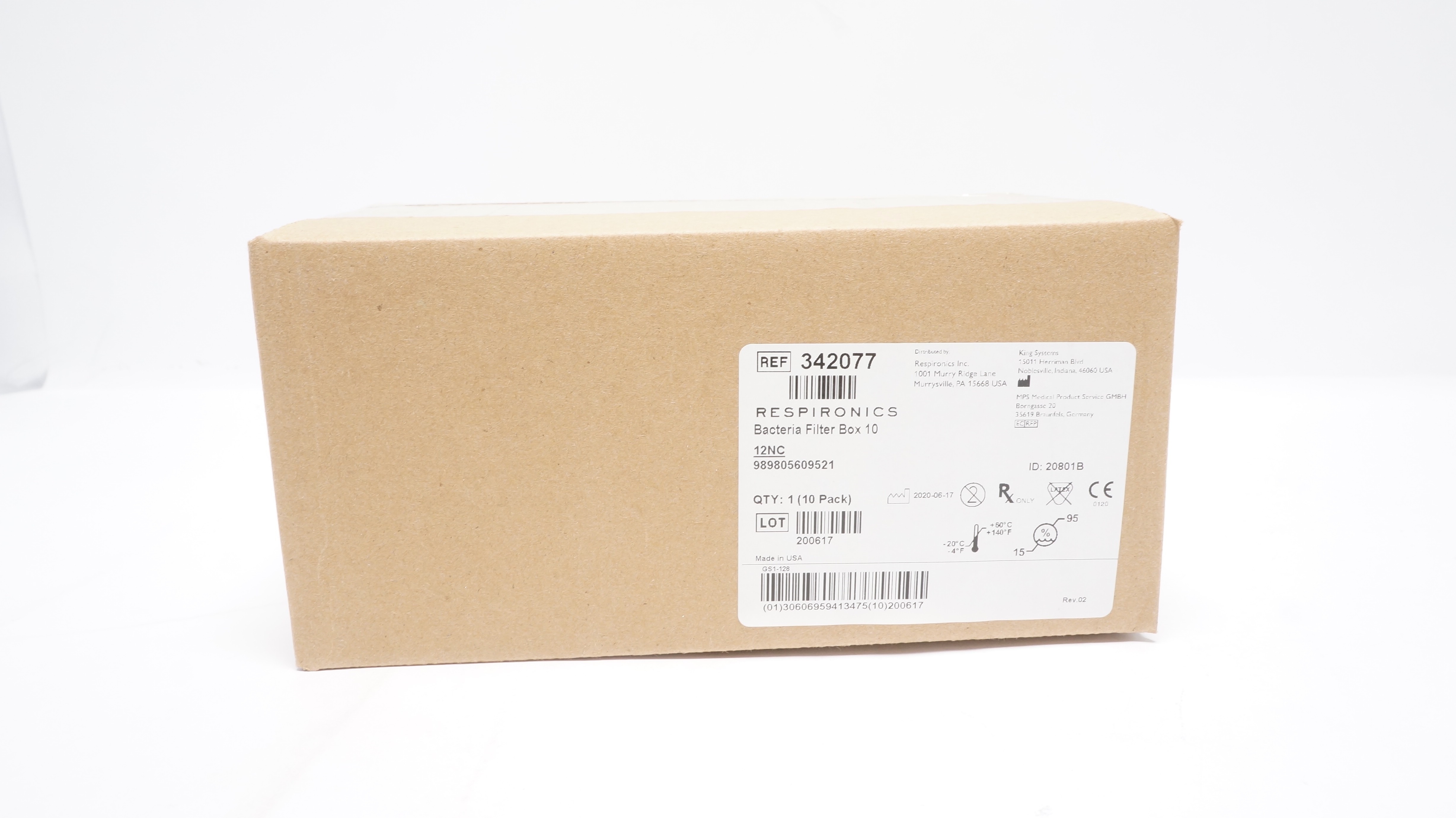 King System 342077 Respironics Bacteria Filter - Box of 10