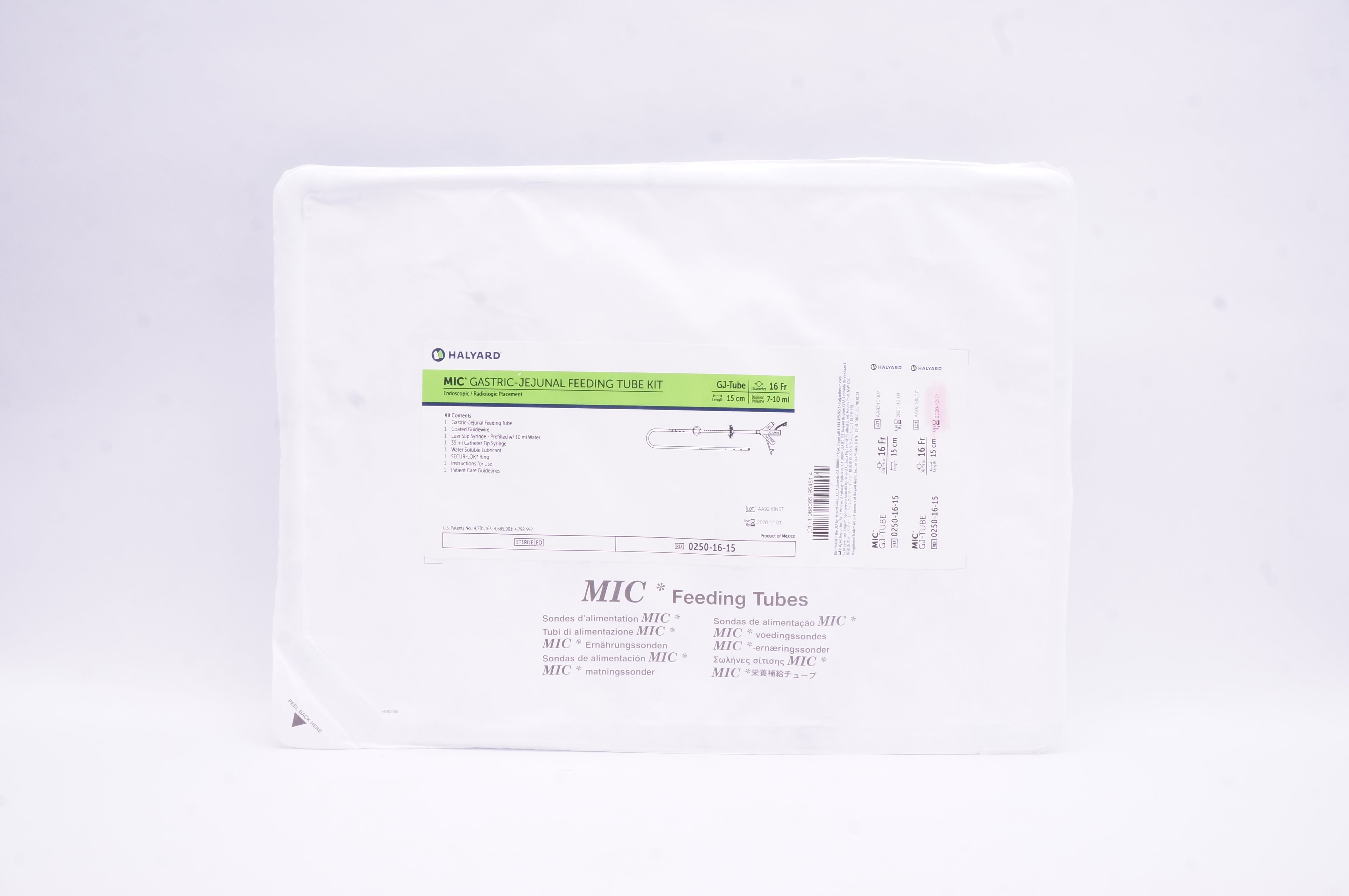 Halyard 0250-16-15 MIC Gastric-Jejunal Feeding Tube Kit 16Fr x 15cm (x)