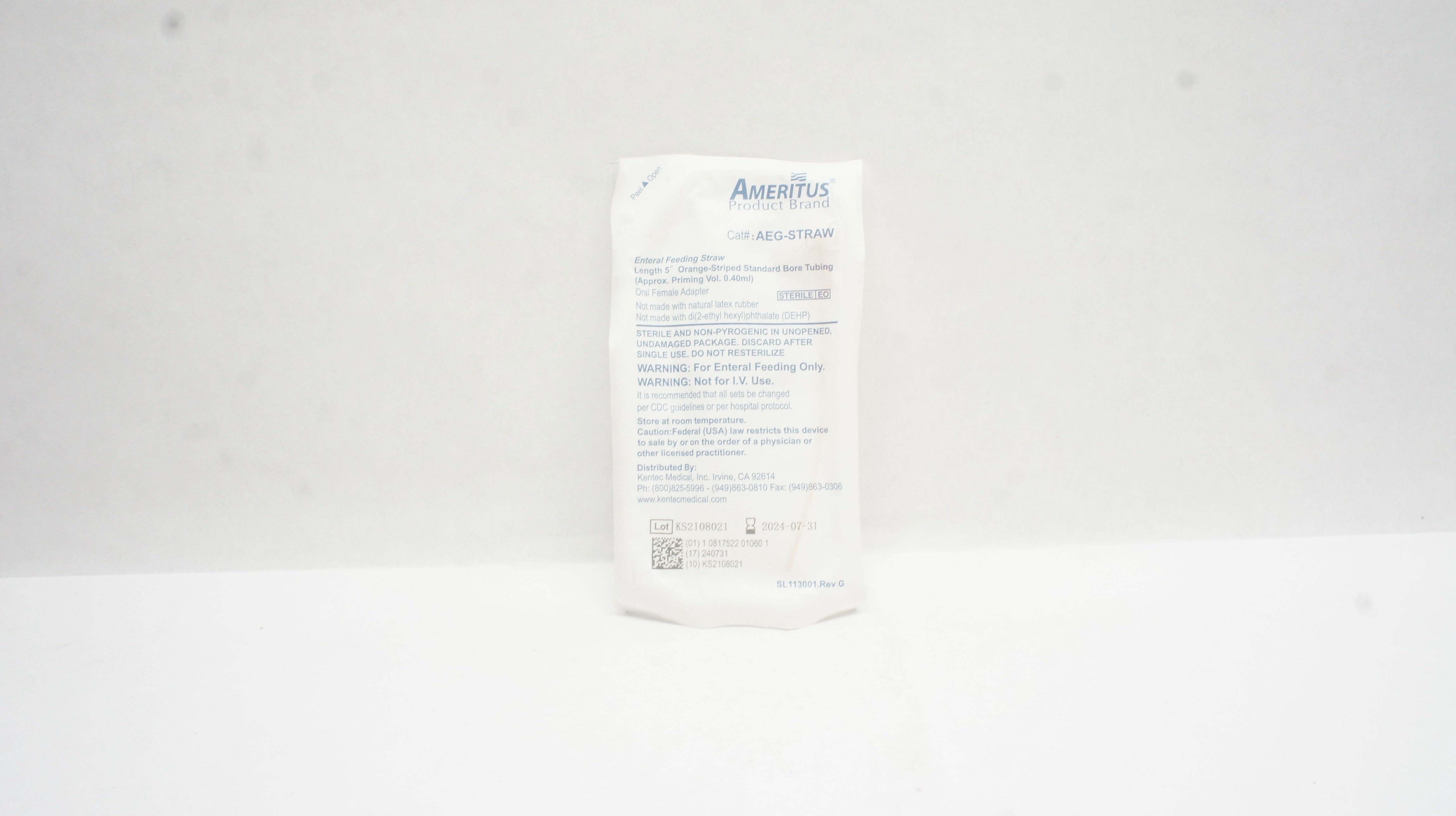 Ameritus AEG-STRAW Enteral Feeding Straw Approx. Priming Volume 0.40mL x 5inch