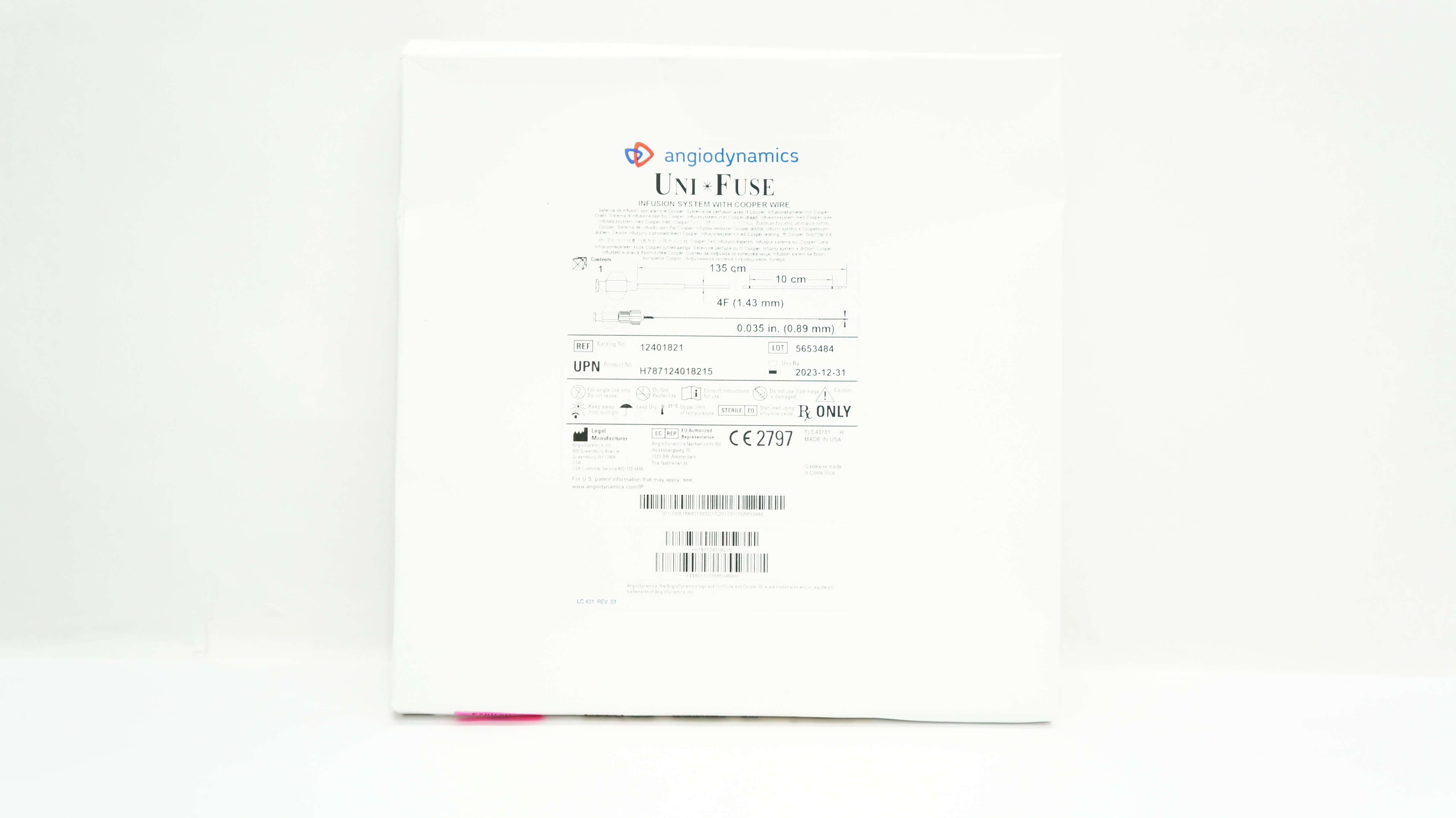 AngioDynamics 12401821 Uni Fuse Infusion System 135cm x 10cm x 4F x 0.035inch