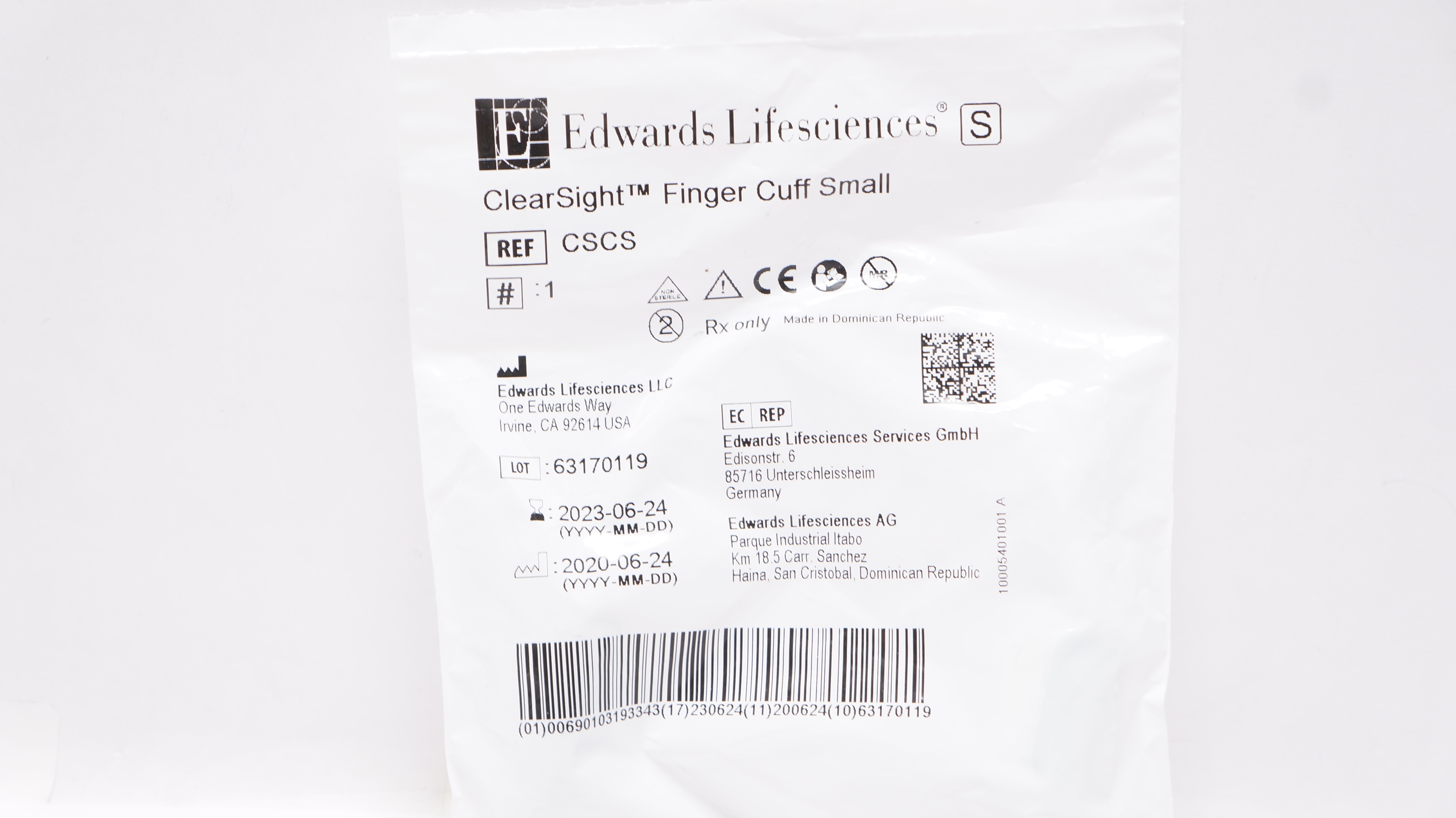 Edwards Lifesciences CSCS ClearSight Finger Cuff, Small (x)