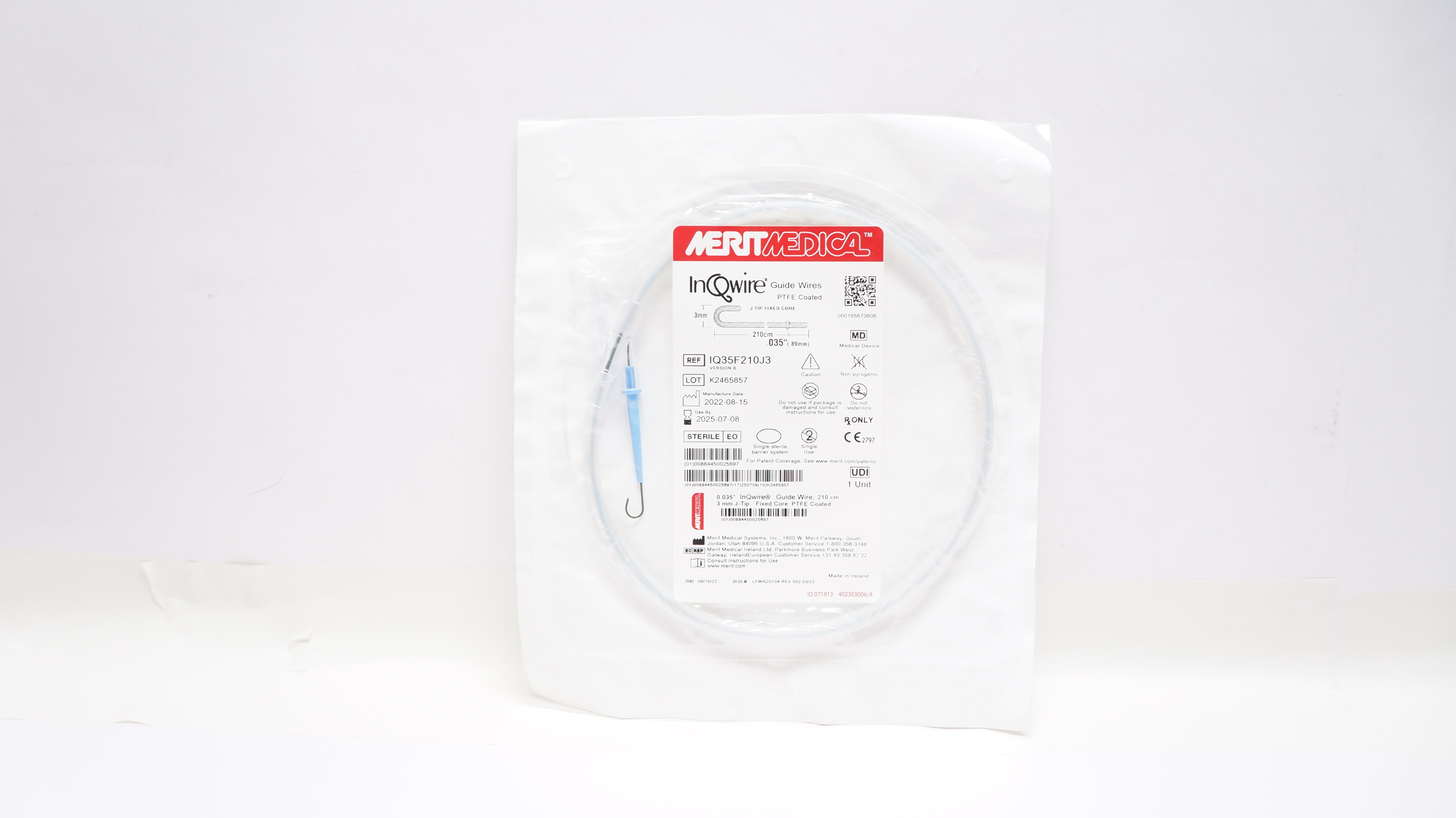 Merit Medical IQ35F210J3 InQwire Guide Wires 210cm, J Tip  Fixed Core