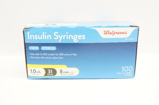 Walgreens Insulin Syringes 31G 1.0ml - Box of 100