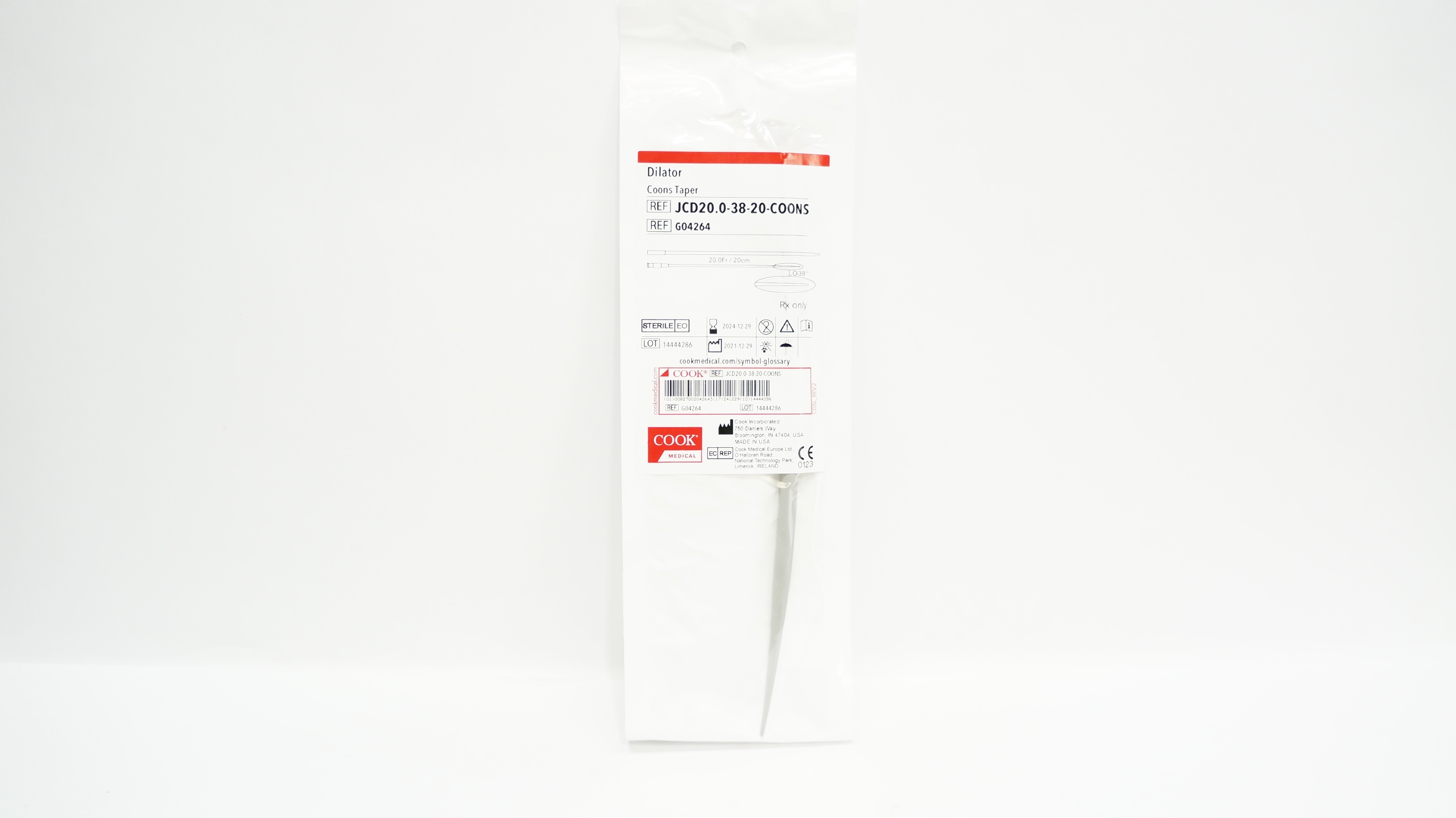 Cook Medical G04264 Dilator Coons Taper 20Fr x 038In