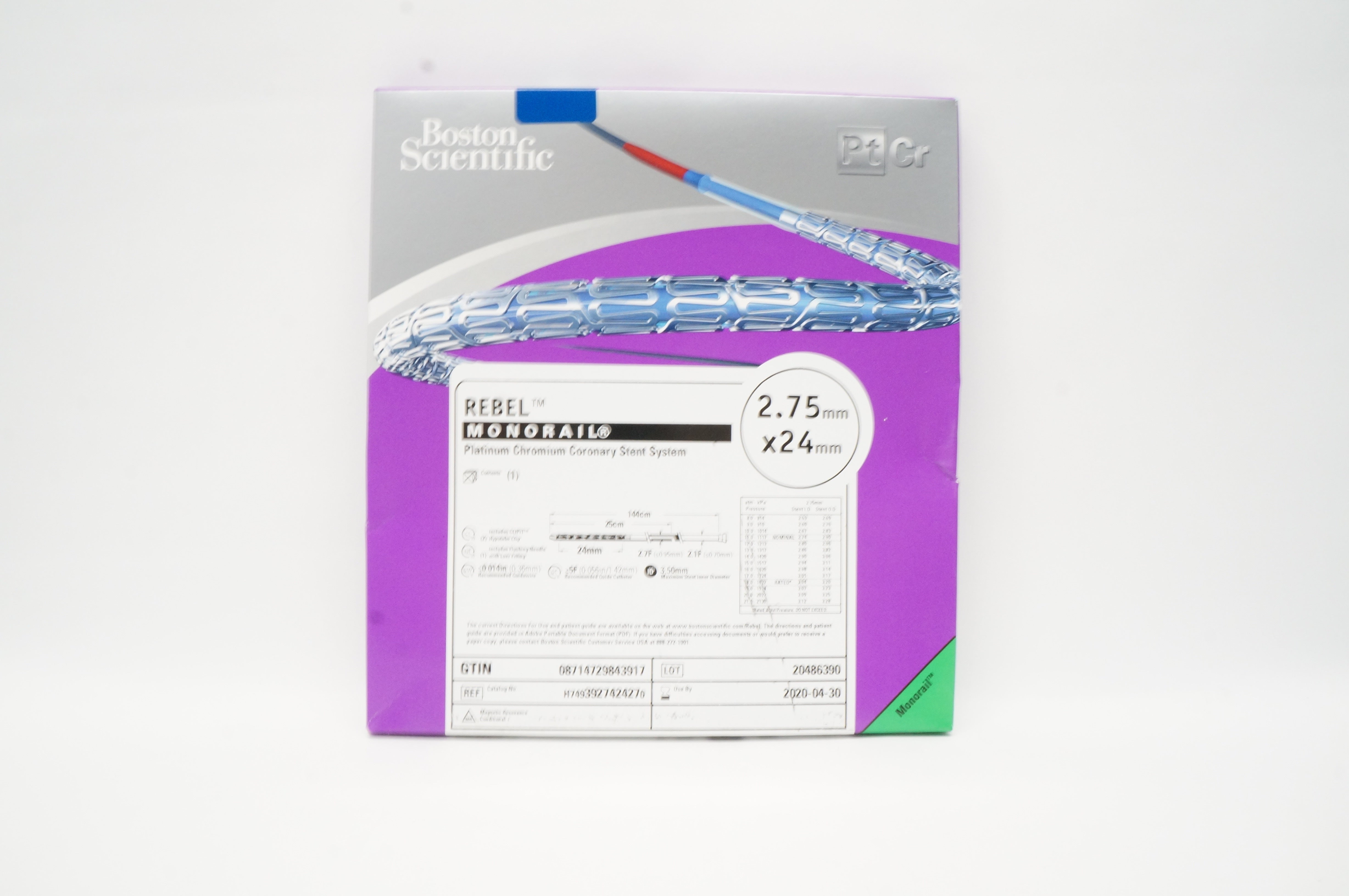 Boston Scientific H7493927424270 REBEL Monorail Stnt. System 2.75 x 24mm (x)