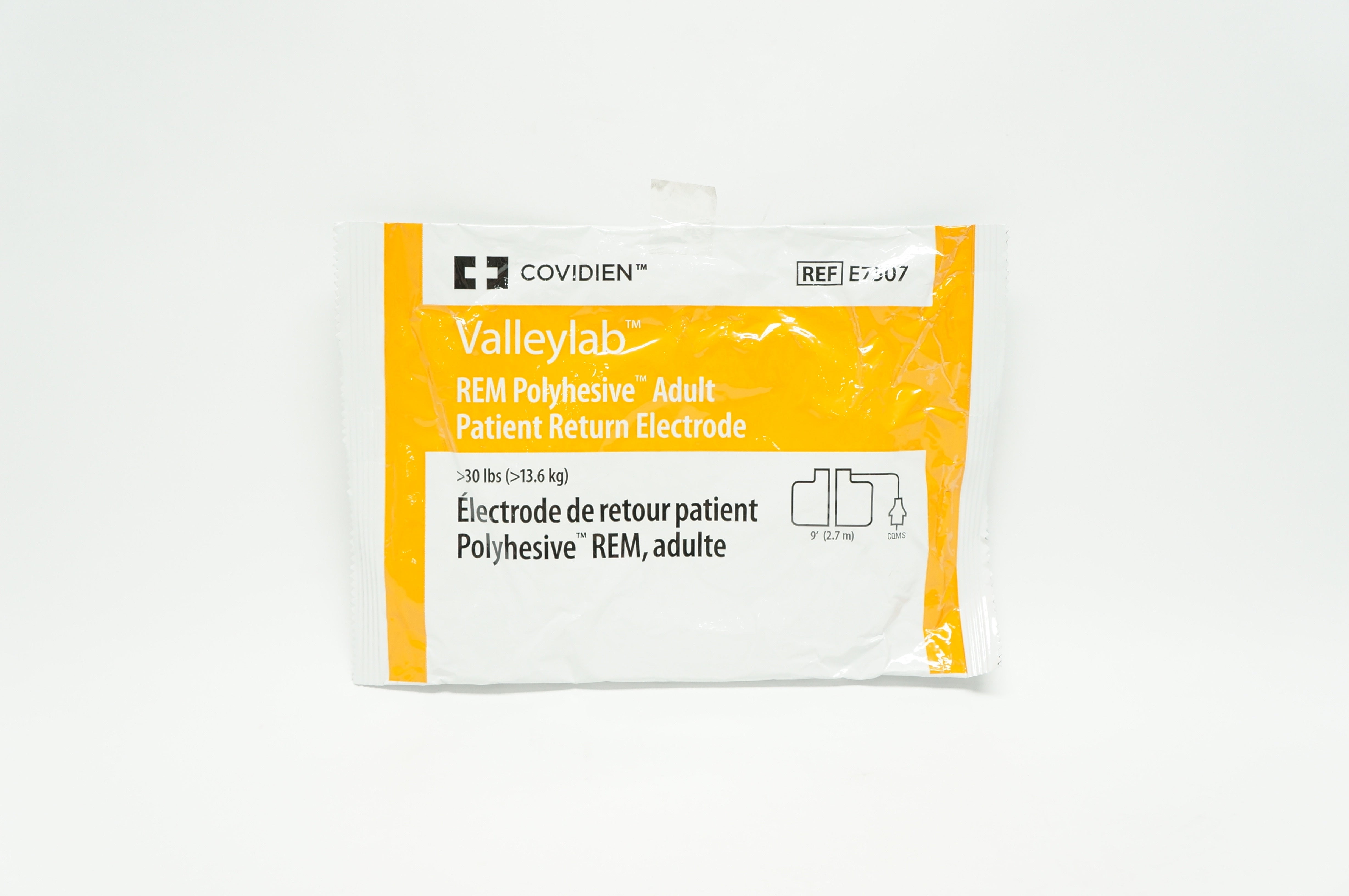 Covidien E7507 ValleyLab REM Polyhesive Adult Return Electrode  >30lbs, 9 Ft.(x)