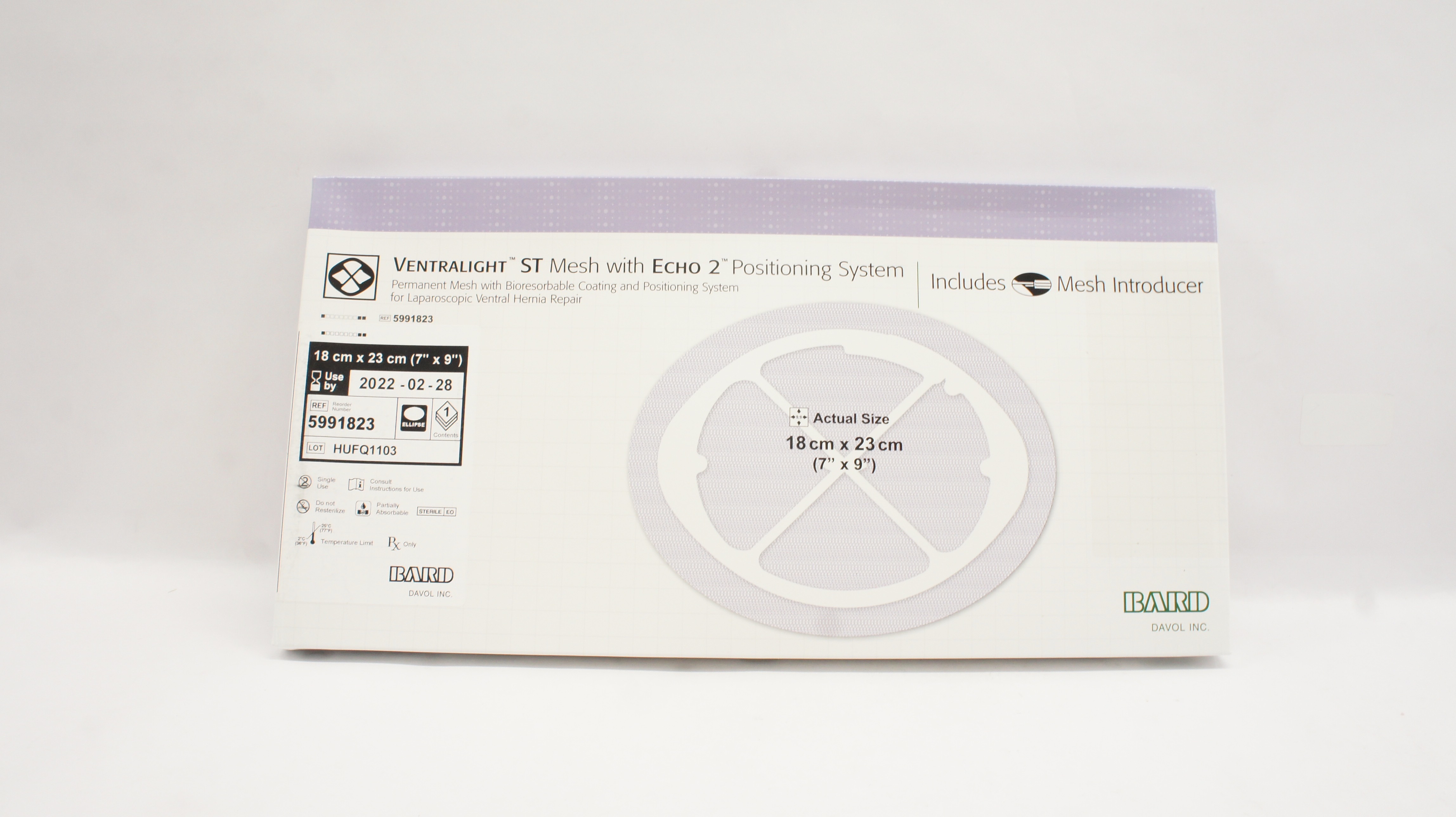 Bard 5991823 Ventralight ST Mesh With Echo PS Positioning System 7 x 9inch (x)