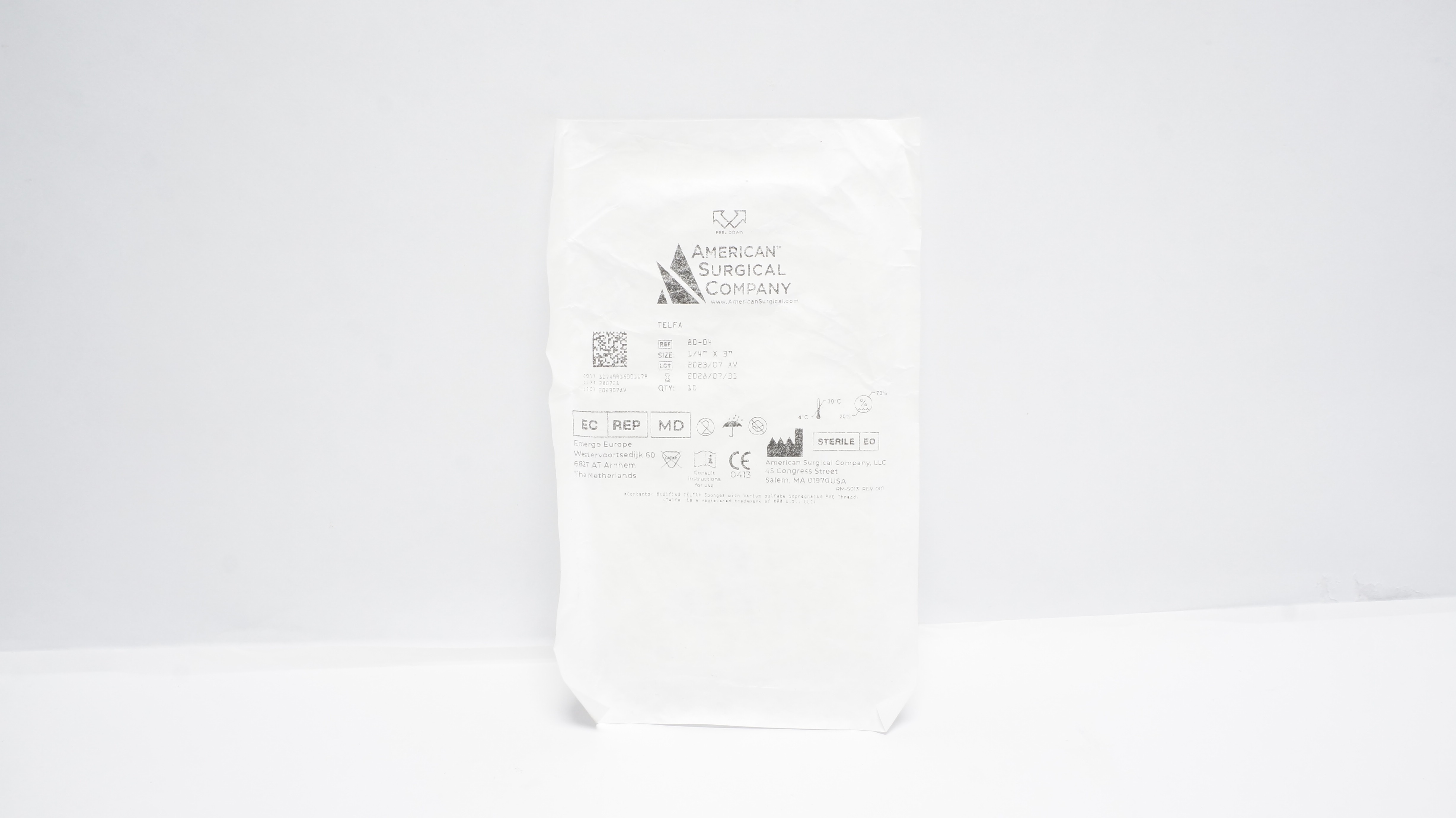 American Surgical Company 80-04 Telfa Patties 1/4In x 3In - Pack of 10