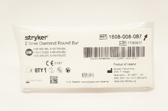 Stryker 1608-006-087 Diamond Round Bur 2.0mm