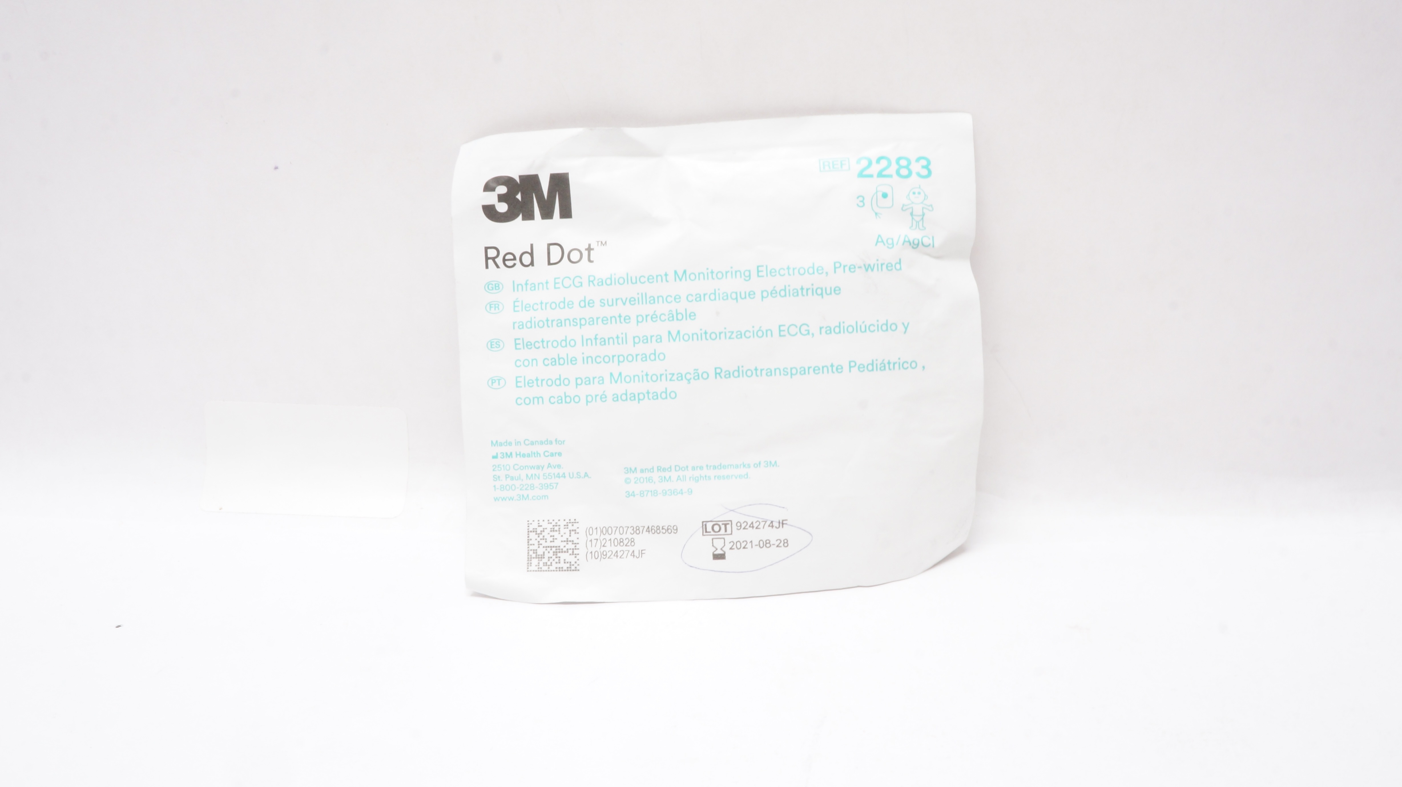 3M 2283 Red Dot Infant ECG Radiolucent Monitoring Electrode (x) - Pack of 3