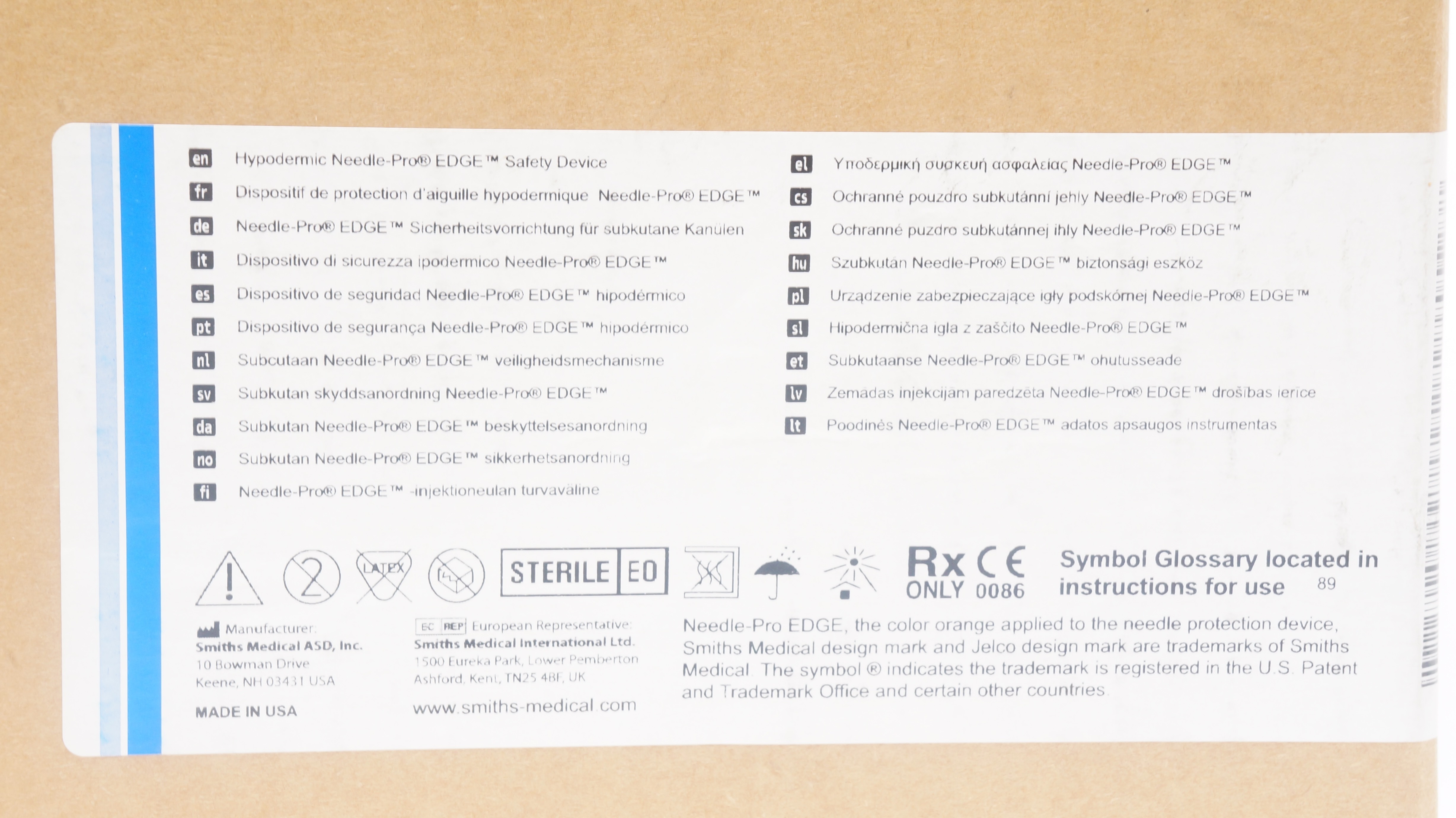 Smiths Medical 402510 Needle-Pro EDGE, Safety Device 25G x 1inch - Box of 1000