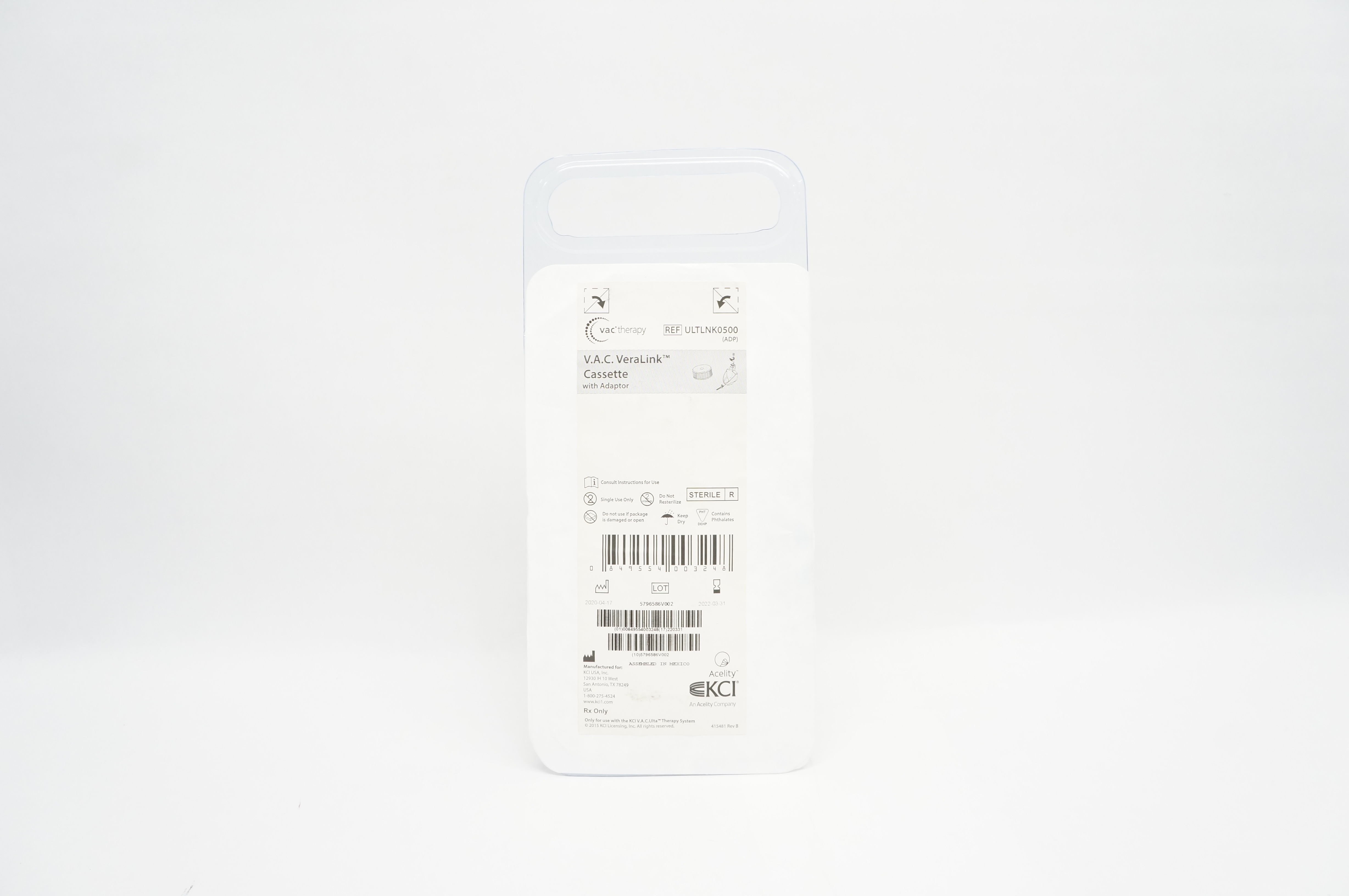 KCI ULTLNK0500 Acelity V.A.C. VeraLink Cassette with Adaptor (x)