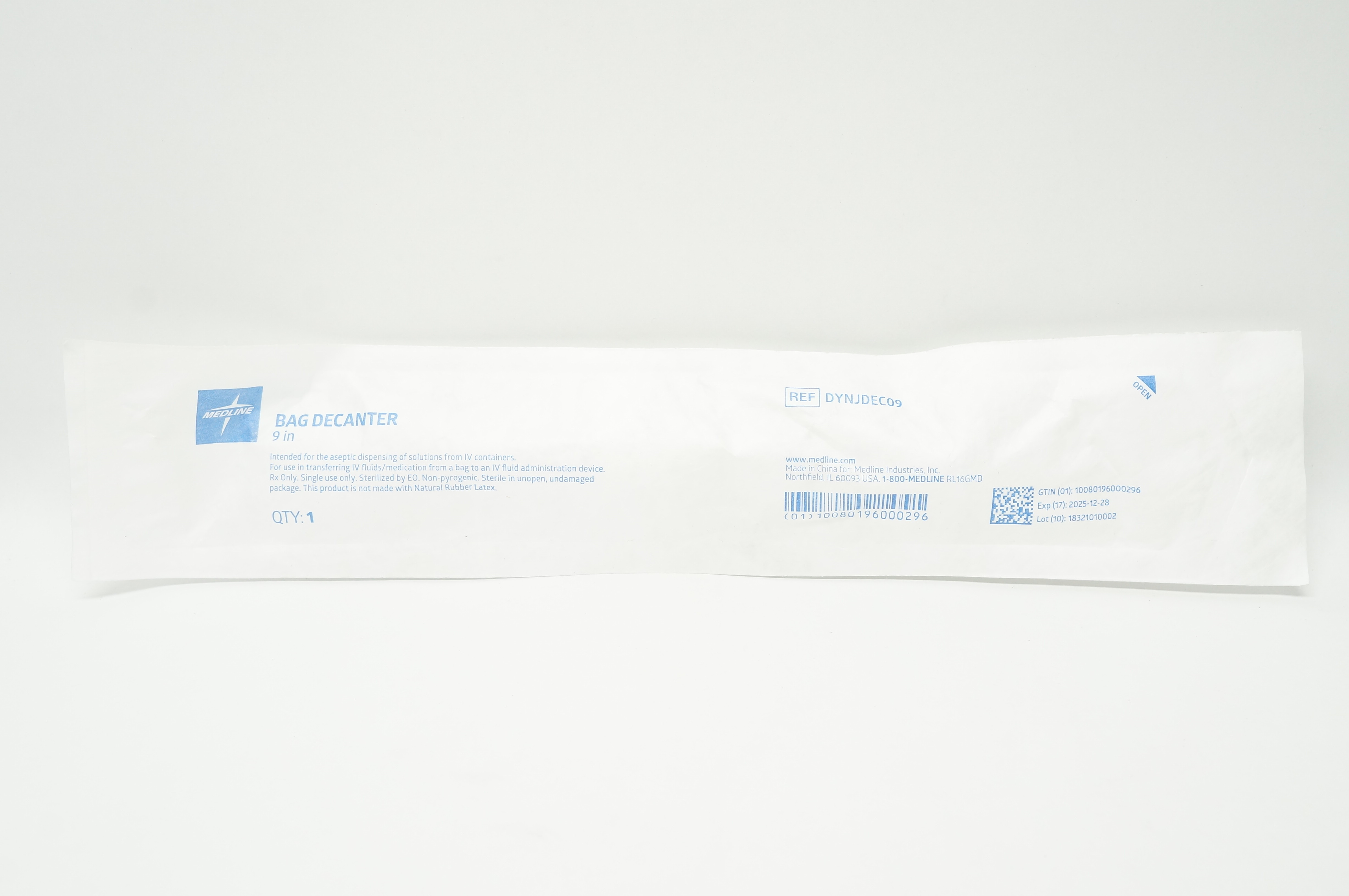 Medline DYNJDEC09 Bag Decanter 9 inch