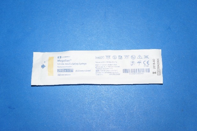Covidien 8881892950 Magellan 1/2mL Insulin Safety Syringe 29G x 1/2inch (x)