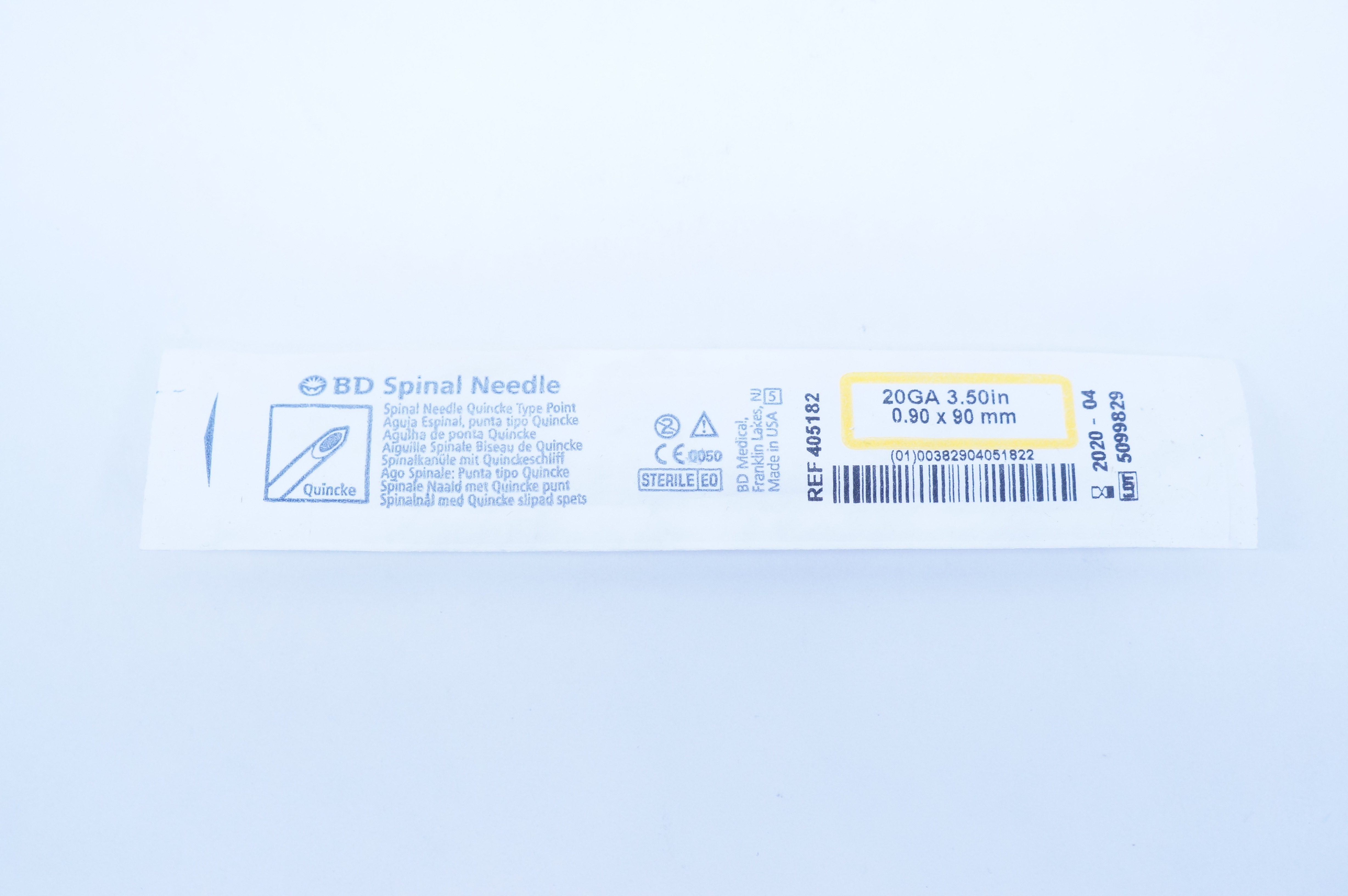 BD 405182 Spinal Ndle. Quincke Type Point 20Ga x 3.50inch (x)