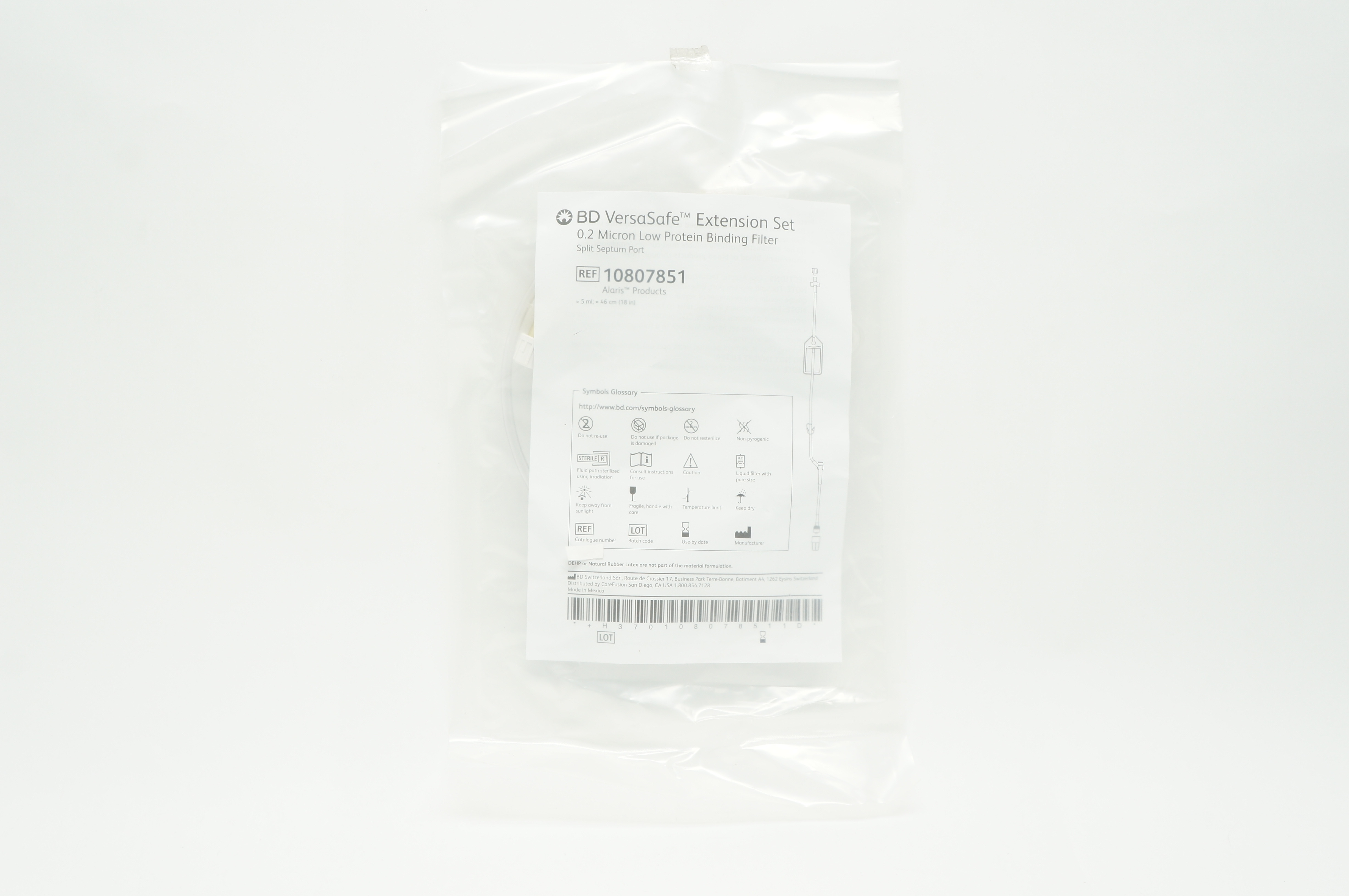 BD 10807851 Alaris Products VersaSafe Extension Set, 5ml x 18inch