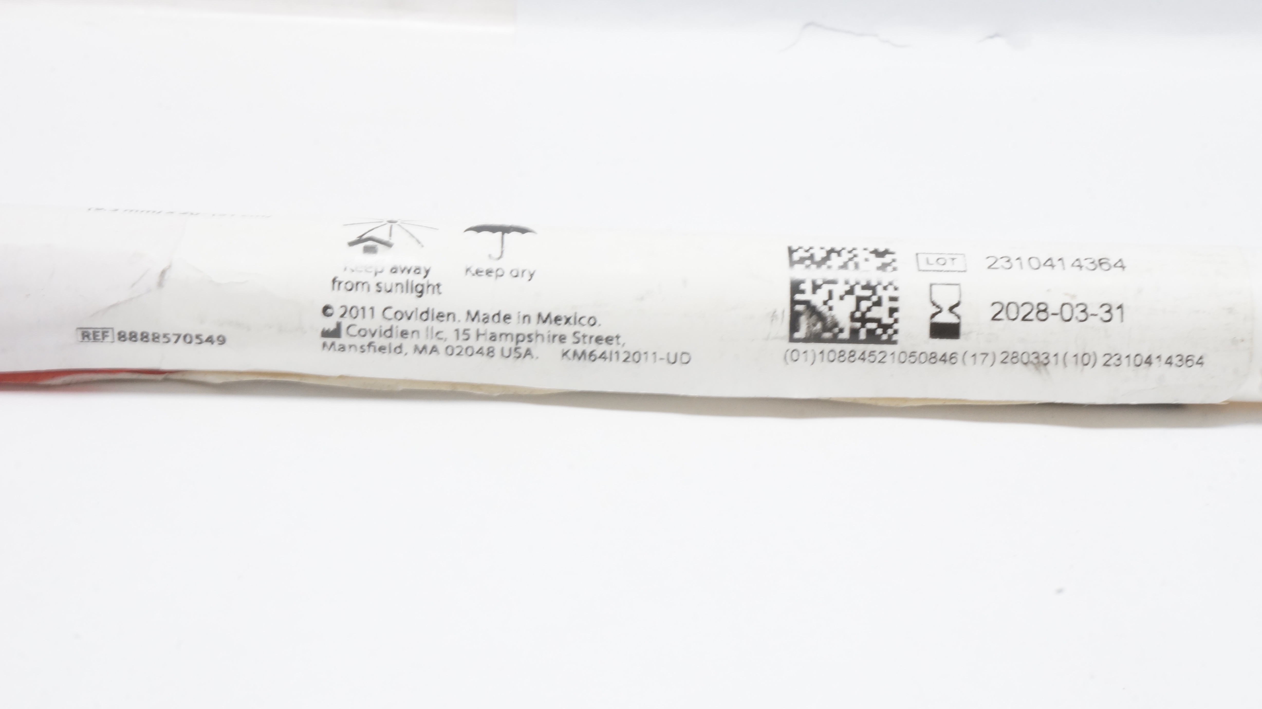 Covidien 8888570549 Argyle Thoracic Cath. Straight, 28Fr/Ch x 20inch