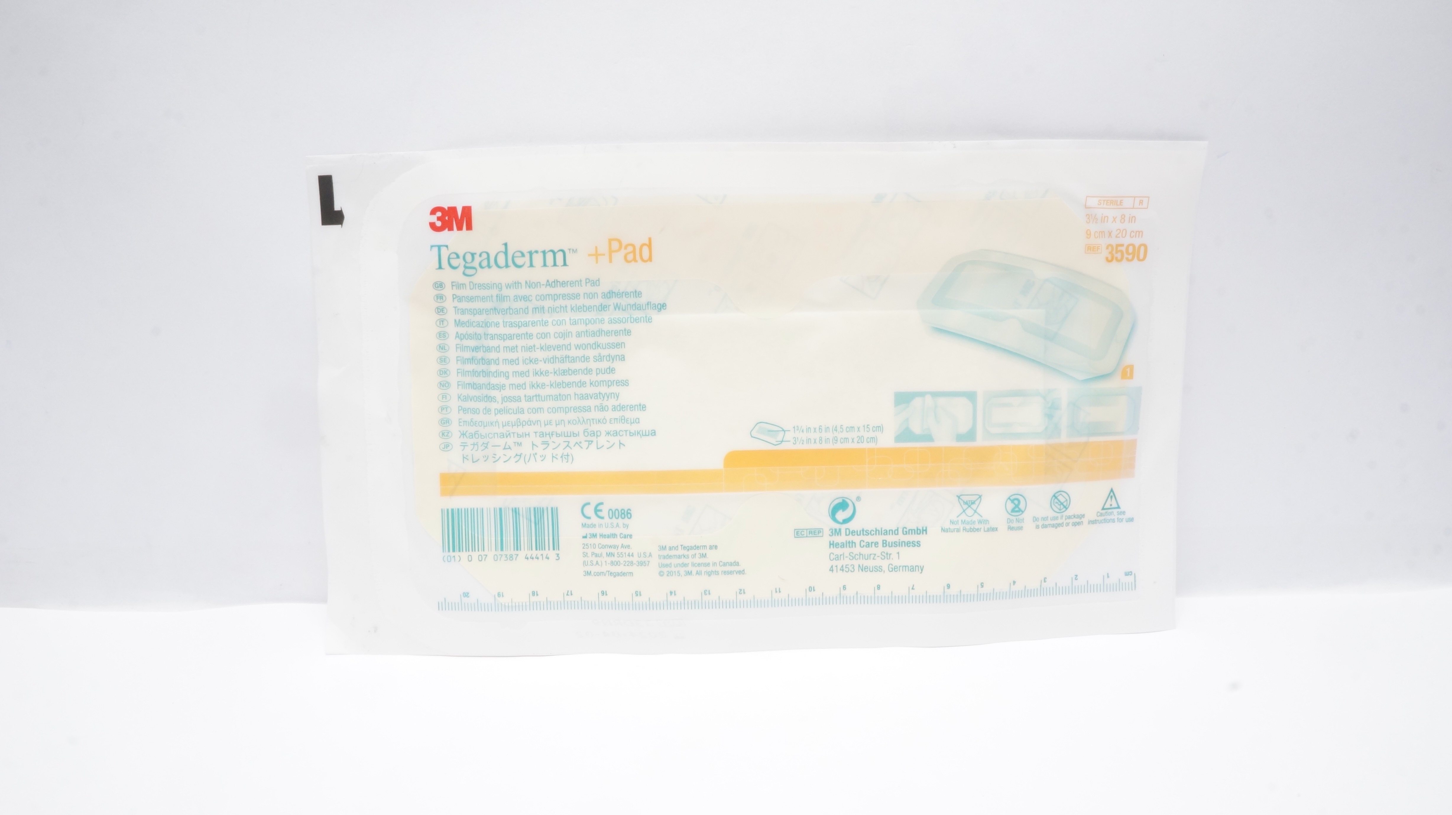 3M 3590 Tegaderm Film Dressing Non-Adherent +Pad 3-1/2inch x 8inch (x)