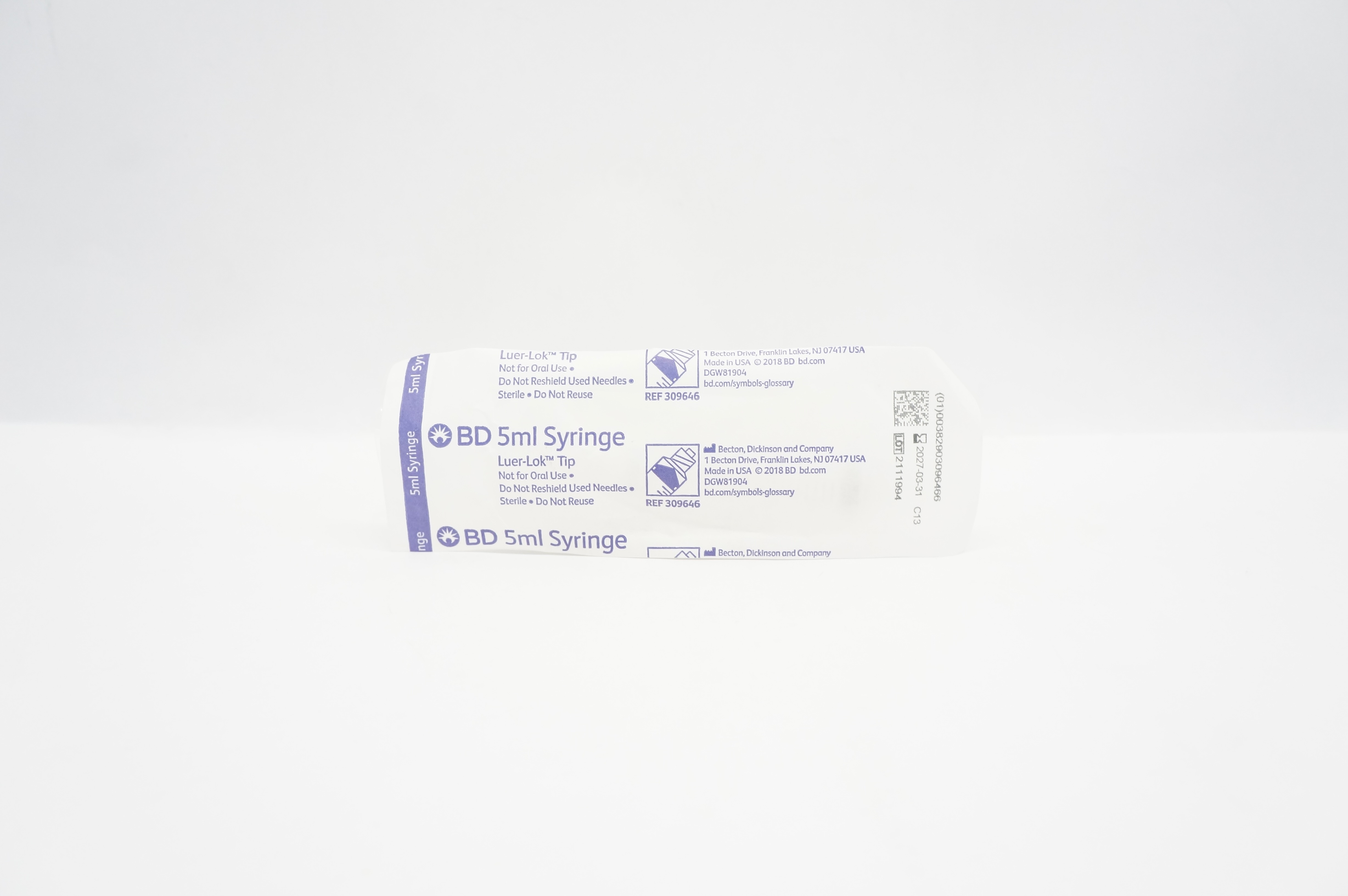 BD 309646 Syringe, Luer Lok Tip 5 mL