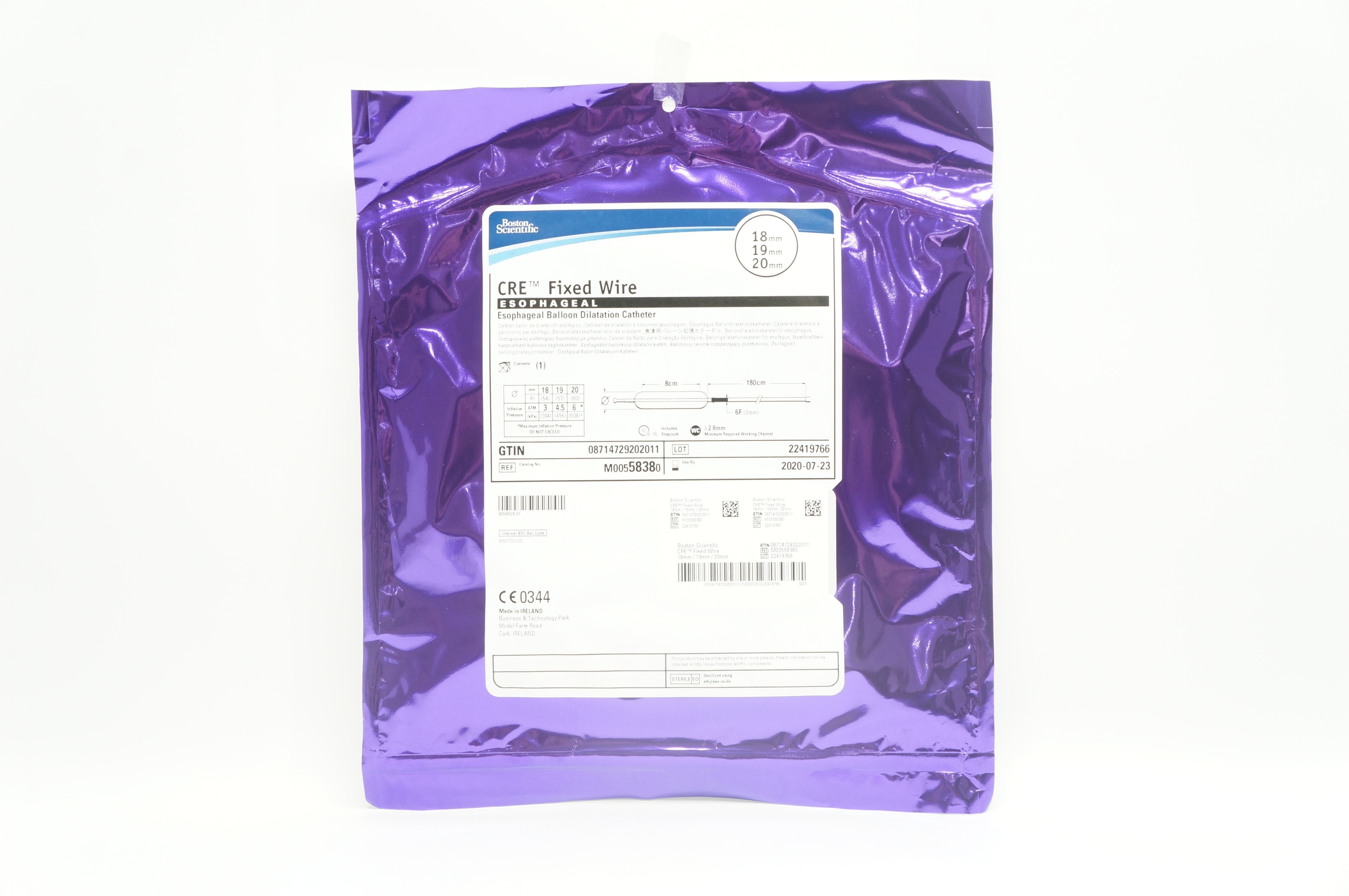 Boston Scientific M00558380 CRE Esophageal Balloon Dilatation Cath. 6F x180cm(x)