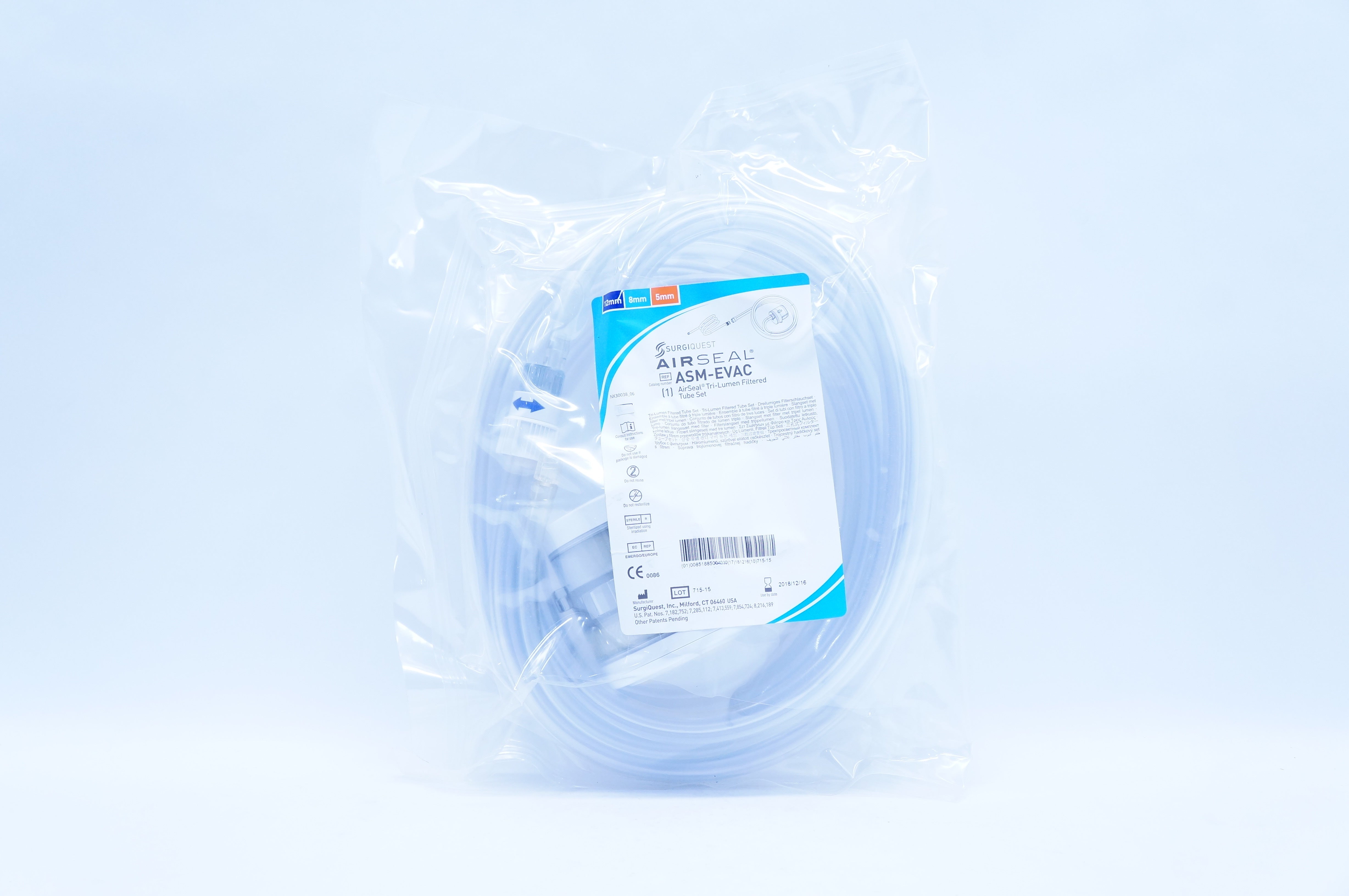 Surgiquest ASM-EVAC AirSeal Tri-Lumen Filtered Tube Set 12mm, 8mm, 5mm (x)