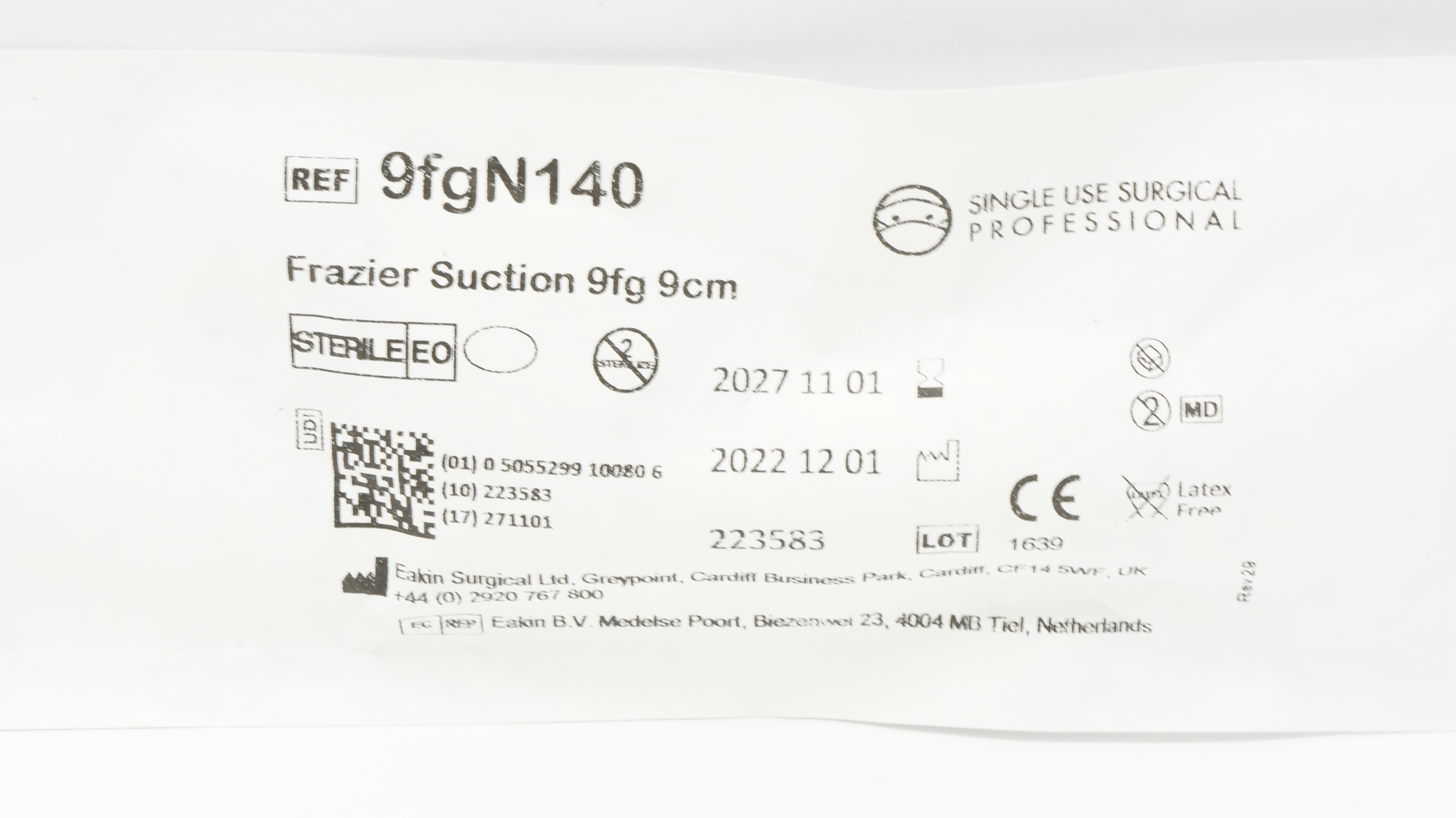 Eakin Surgical 9fgN140 Frazier Suction 9fg 9cm