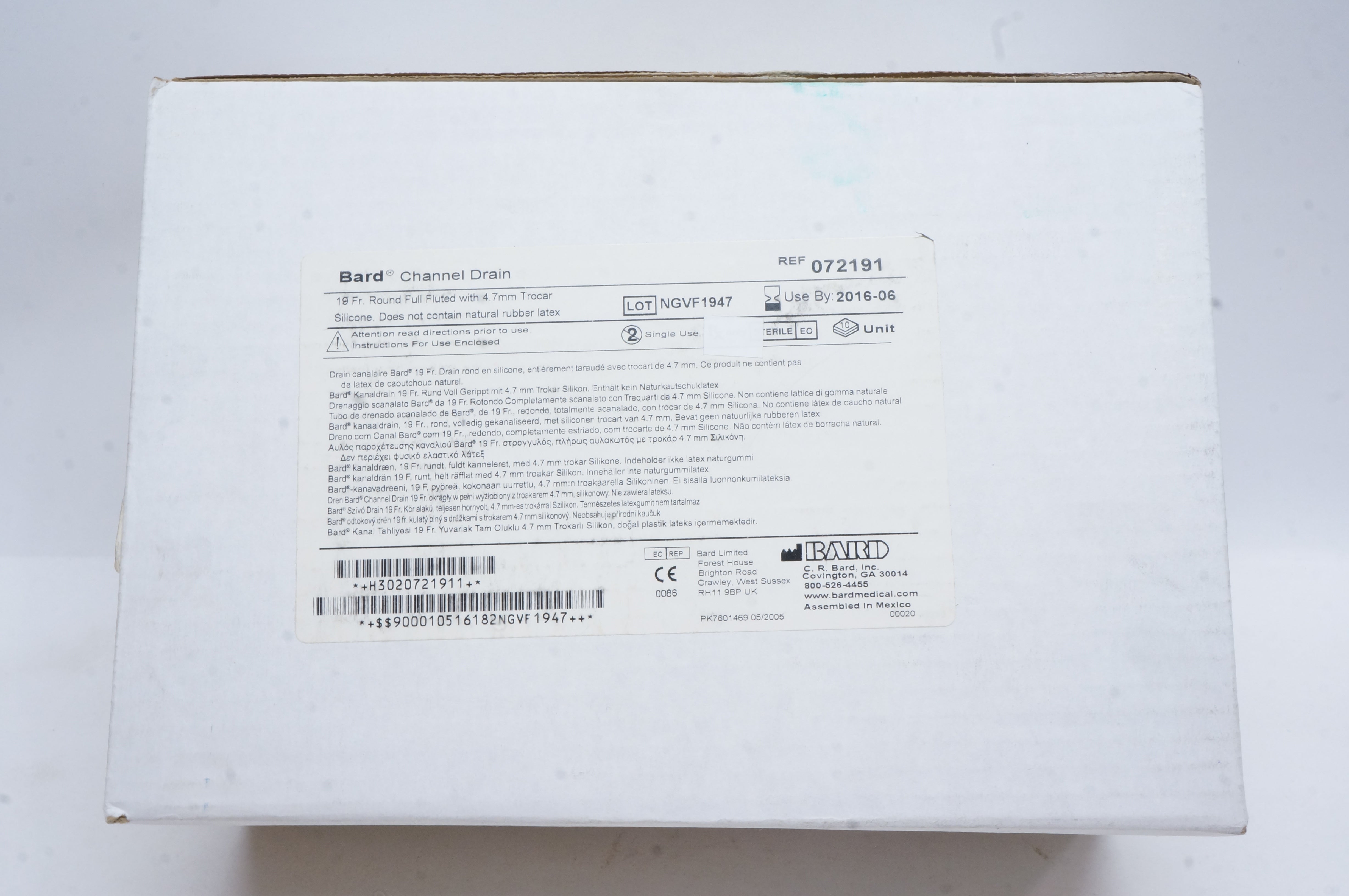 Bard 072191 Channel Drain 19Fr. (x) - Box of 10