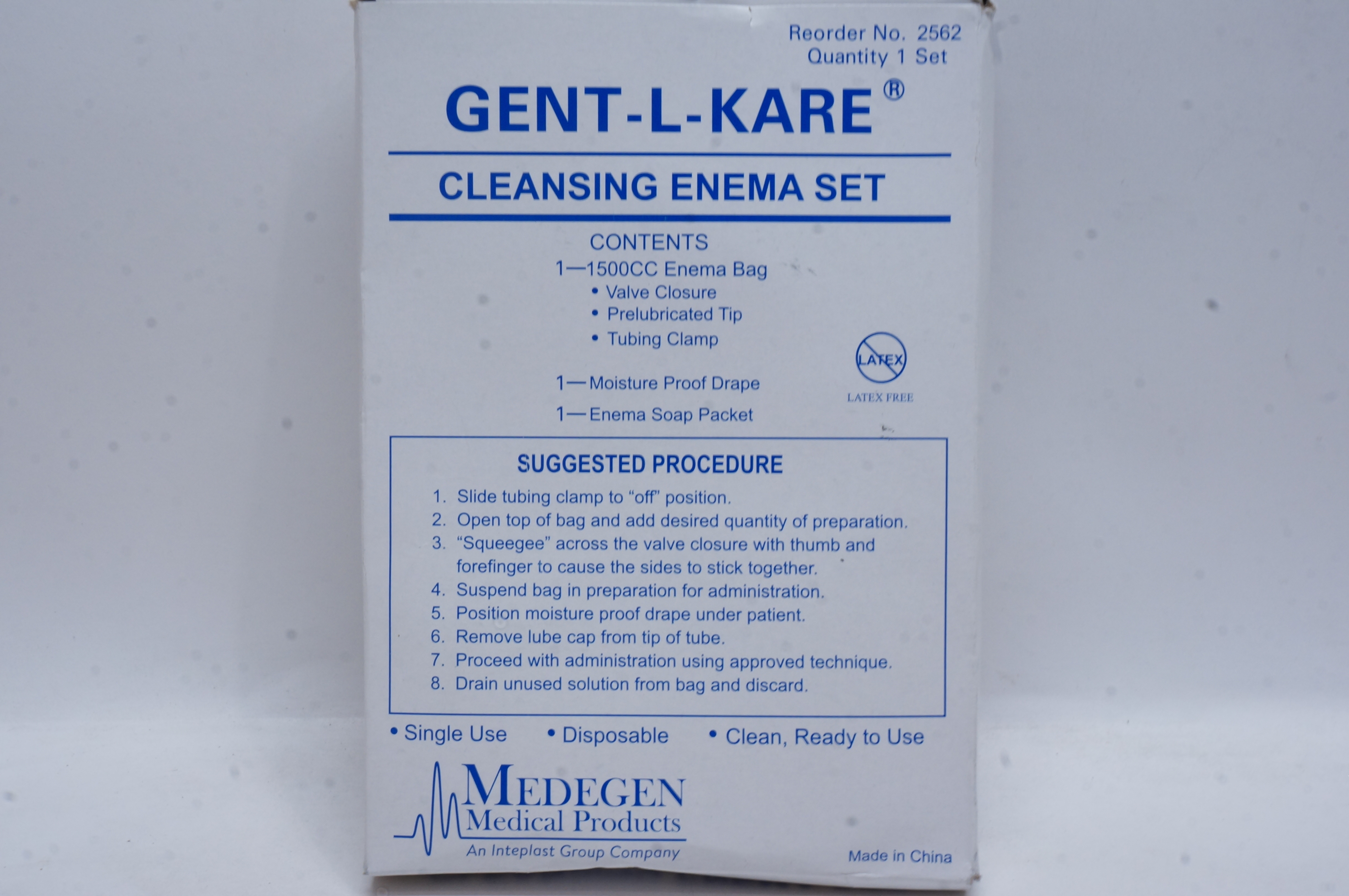 Medegen 2562 GENT-L-KARE Cleansing Enema Set