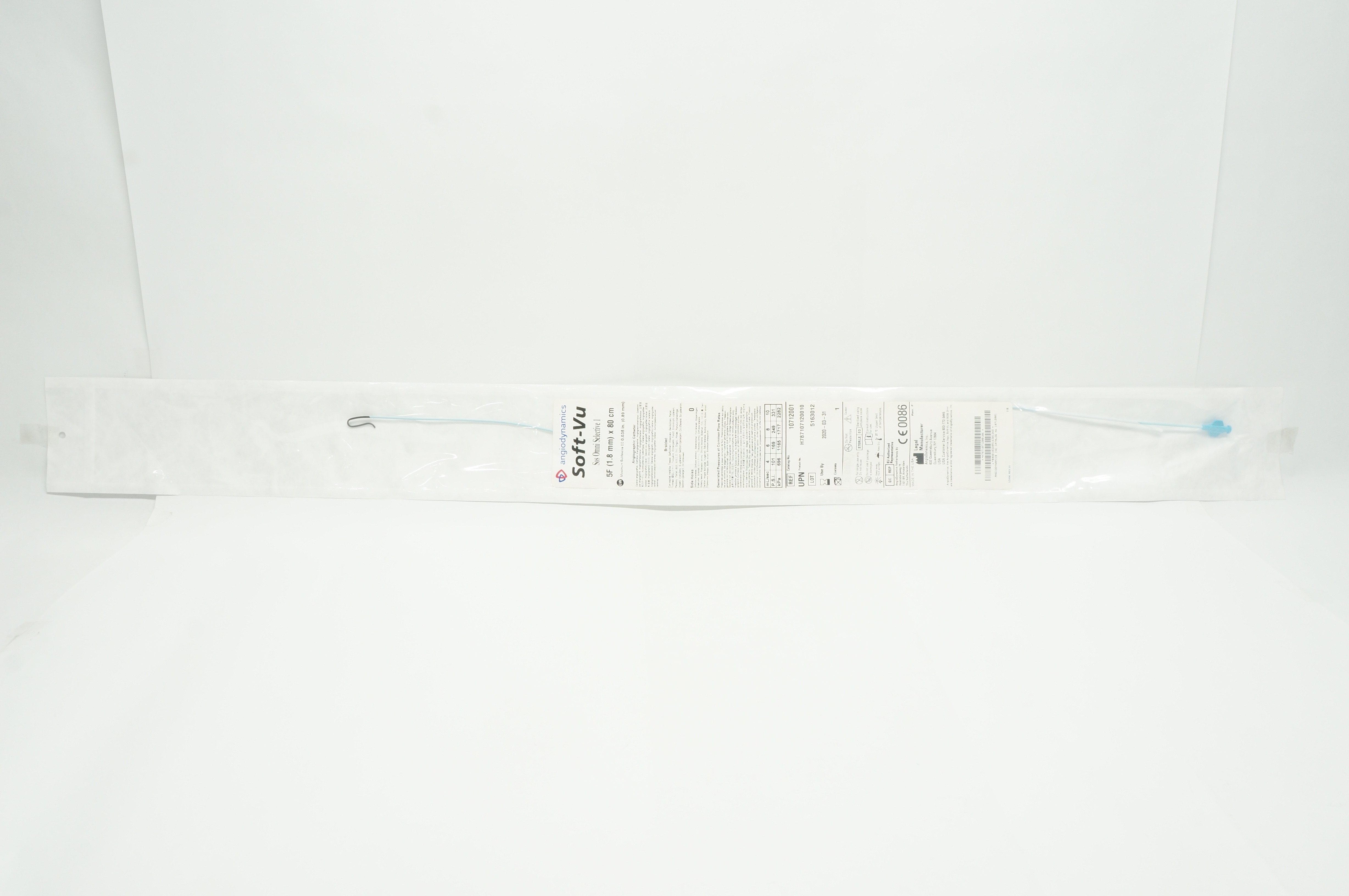 AngioDynamics 10712001 Soft-Vu Sos Omni Selective 1 Angiographic Cath. 5F x 80cm