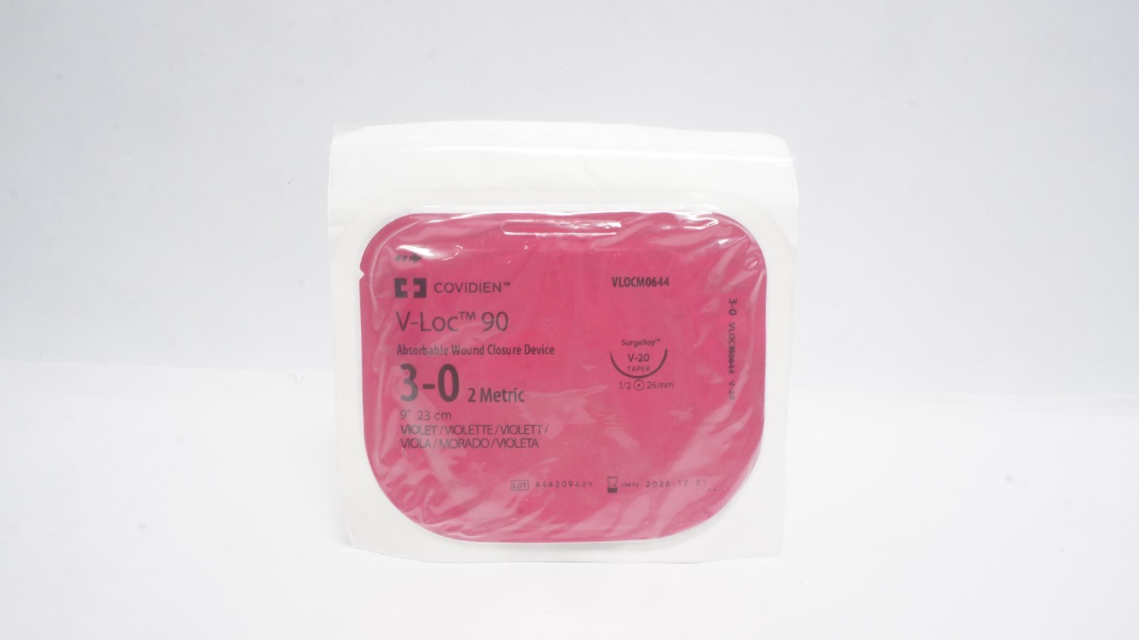 Covidien VLOCM0644 V-Loc 90 3-0 Violet Suture 9" 23cm