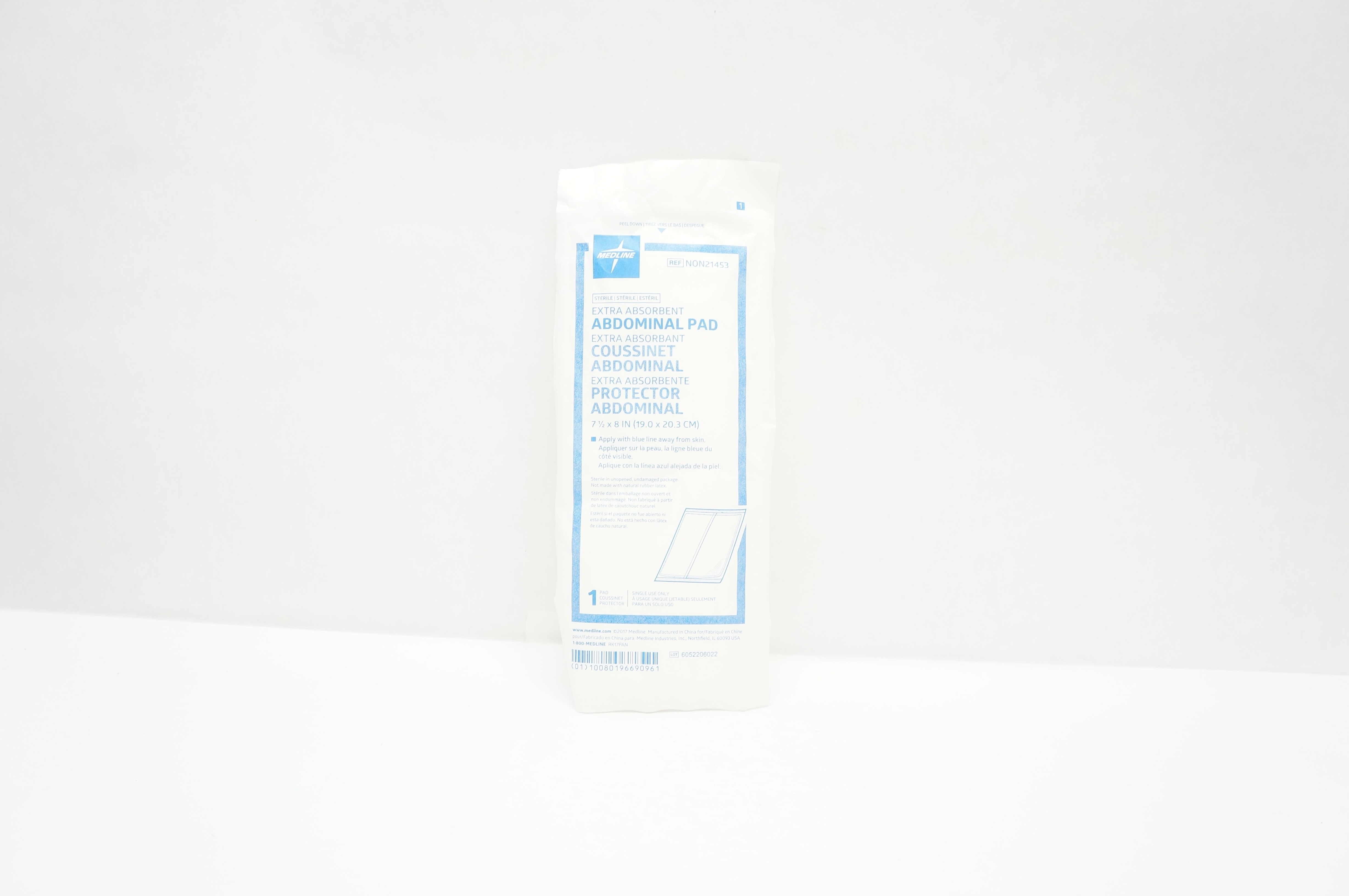 Medline NON21453 Extra Absorbent Abdominal Pad 7-1/2inch x 8inch