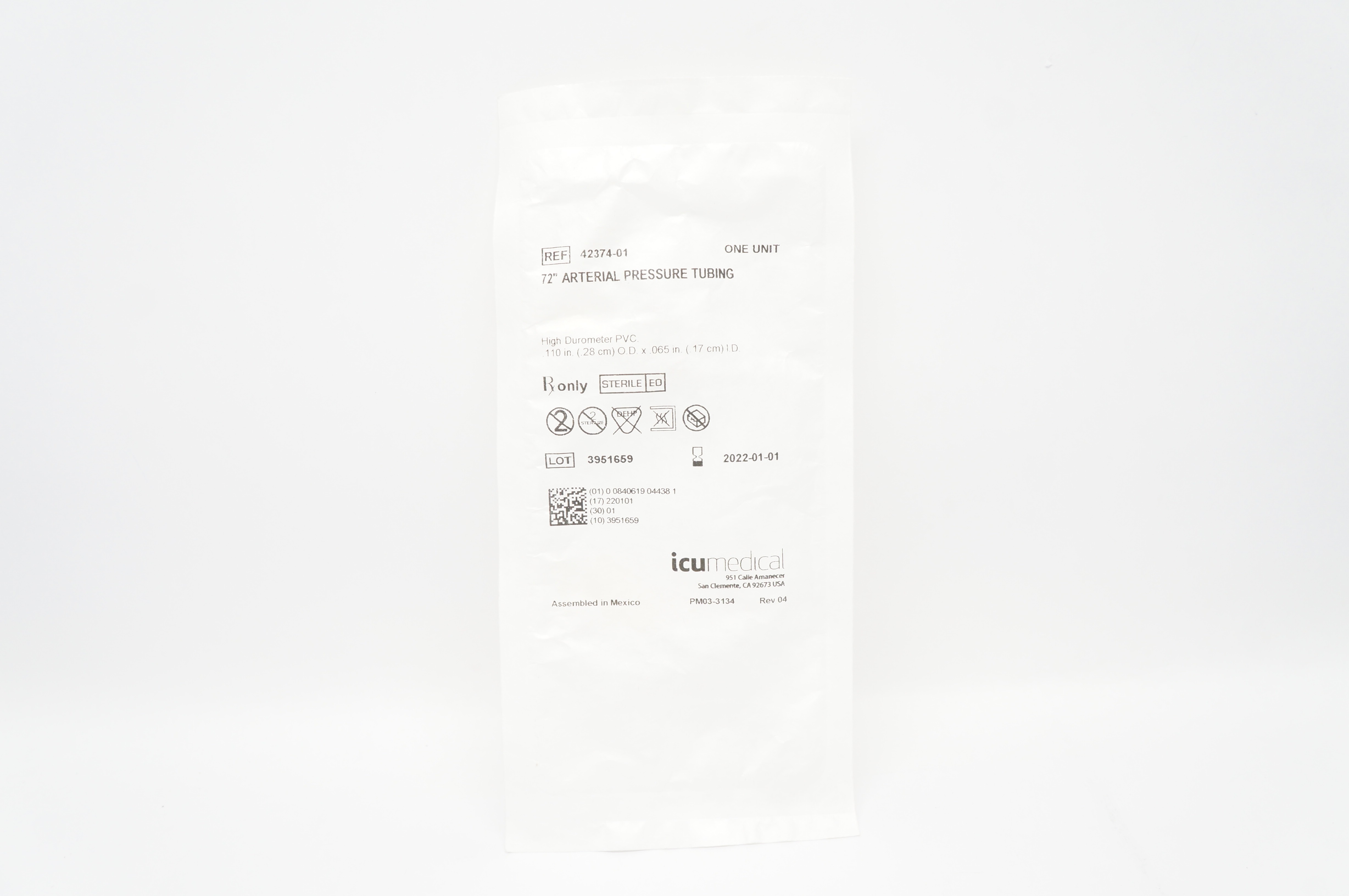 ICU Medical 42374-01 Arterial Pressure Tubing 72 inch (x)