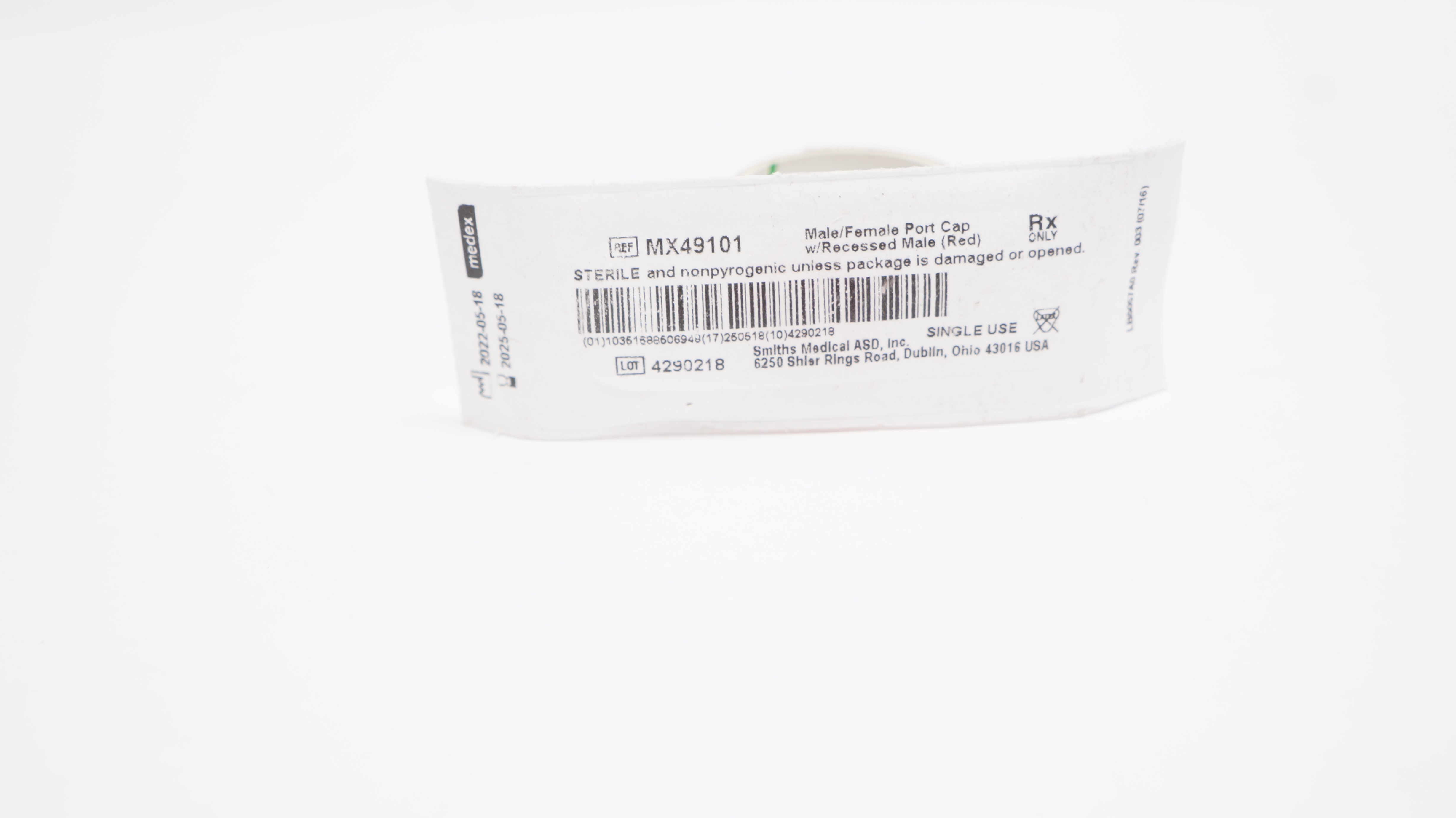 Smiths Medical MX49101 Male/Female Port Cap w/Recessed Male (Red)