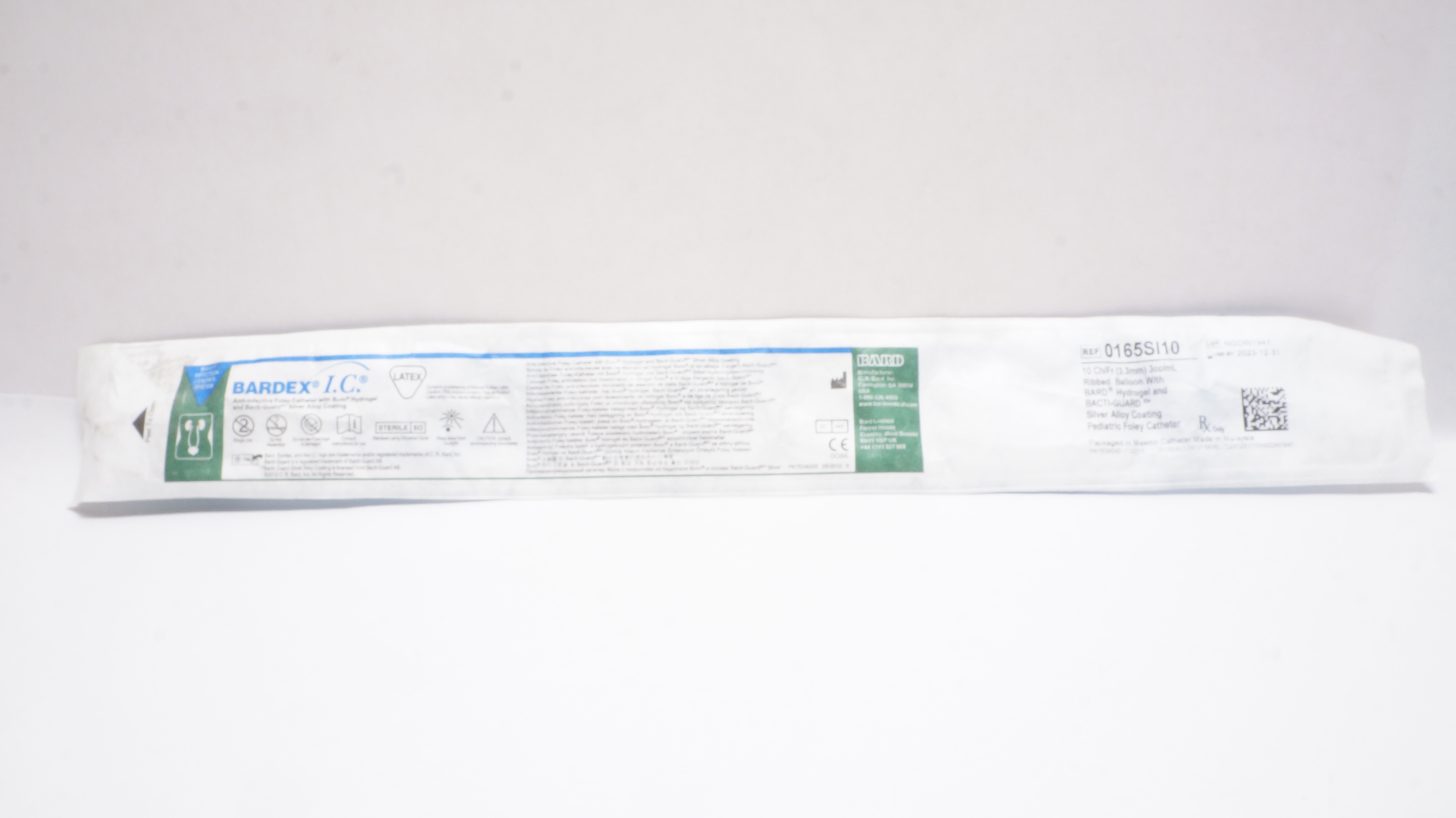 Bard 0165SI10 Bardex I.C. Anti-infective Foley Catheter 10Ch/Fr 3cc/ml