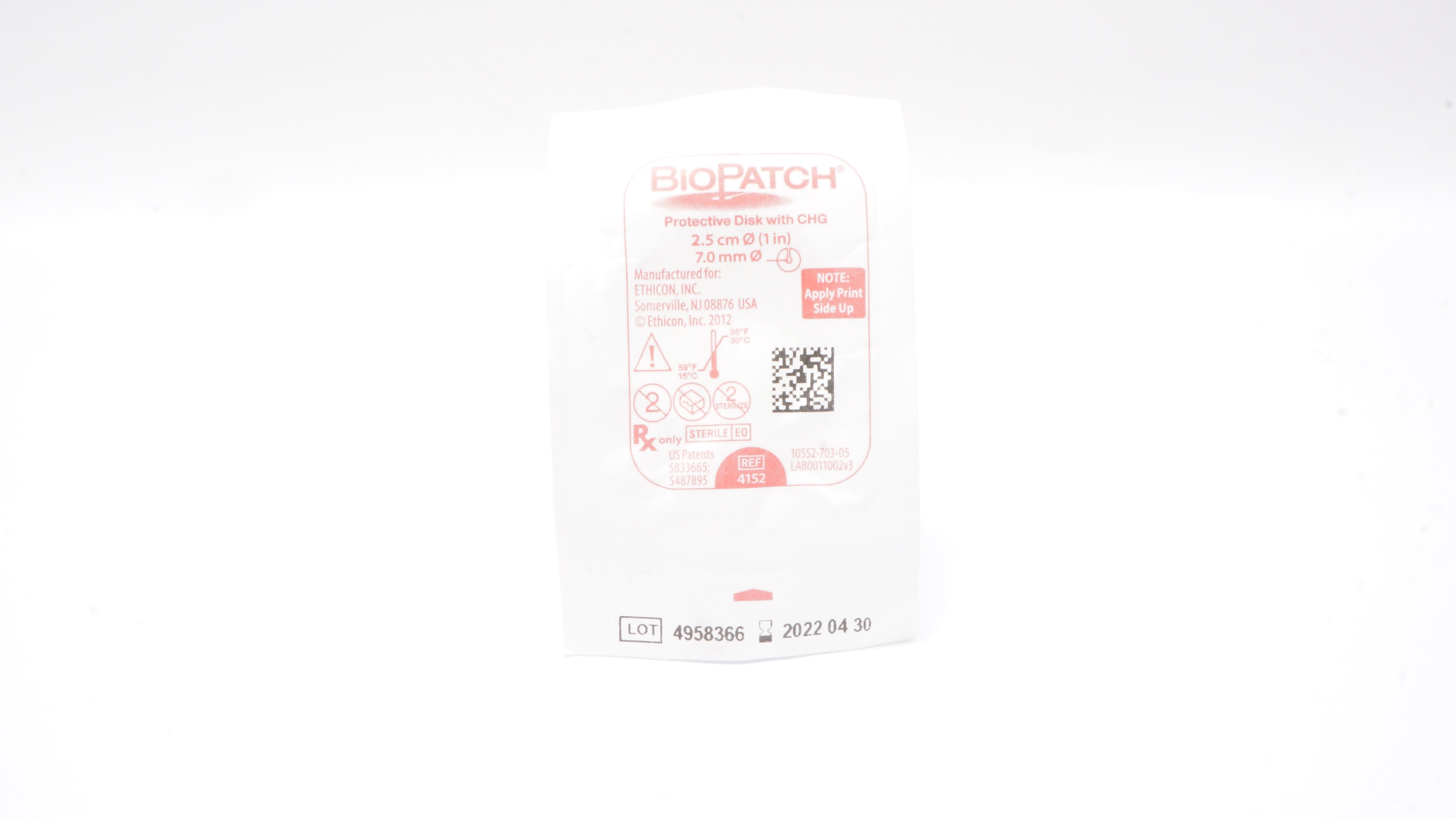 Ethicon 4152 BioPatch Protective Disk with GHG 1inch x 7.0mm (x)