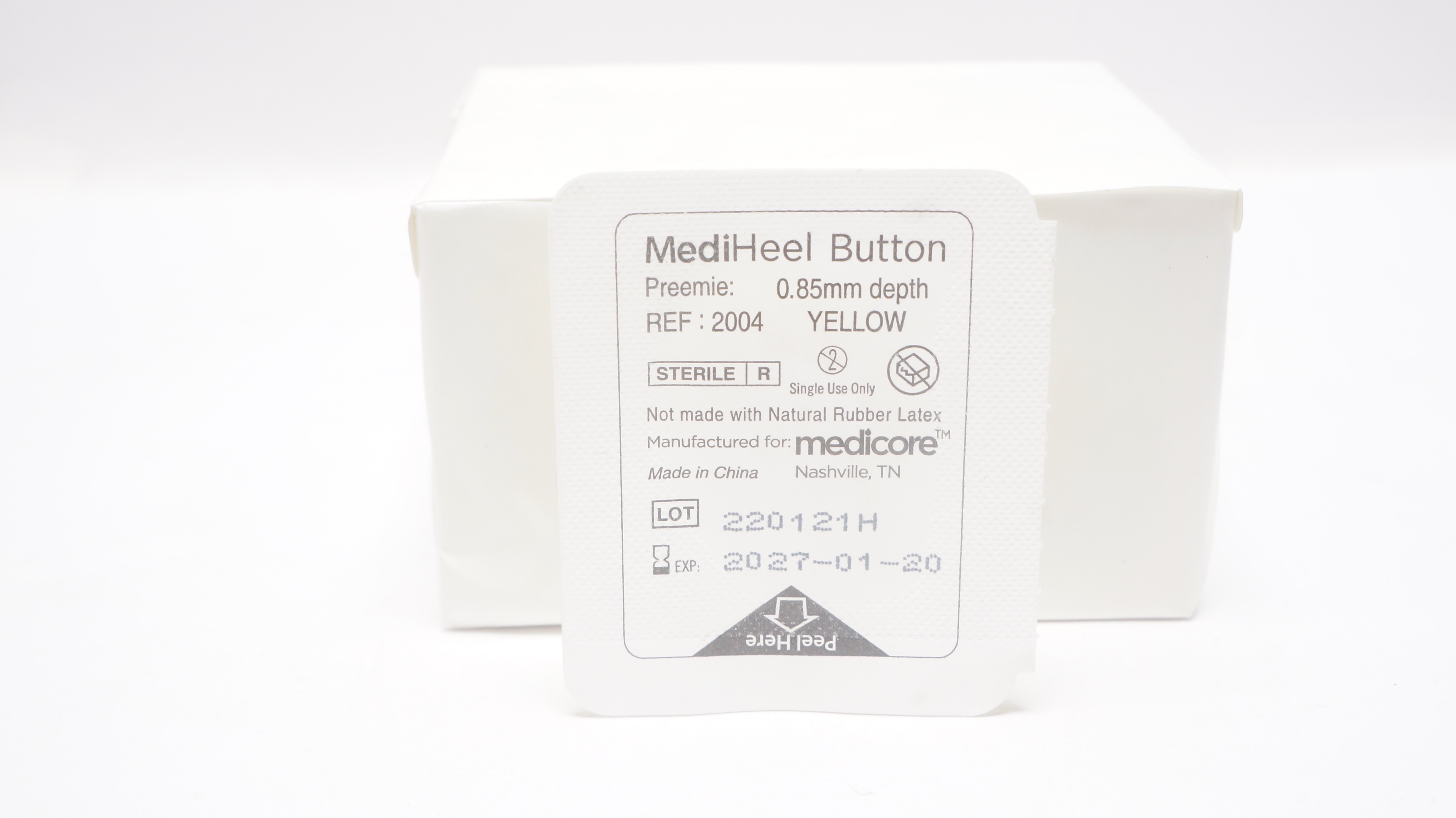 Medicore 2004  MediHeel Button, Yellow 0.85mm Depth