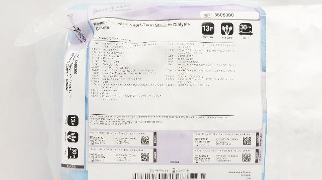 Bard 5605300 Power-Trialysis Short-Term Straight Dialysis Cath. 13F x 30cm (x)