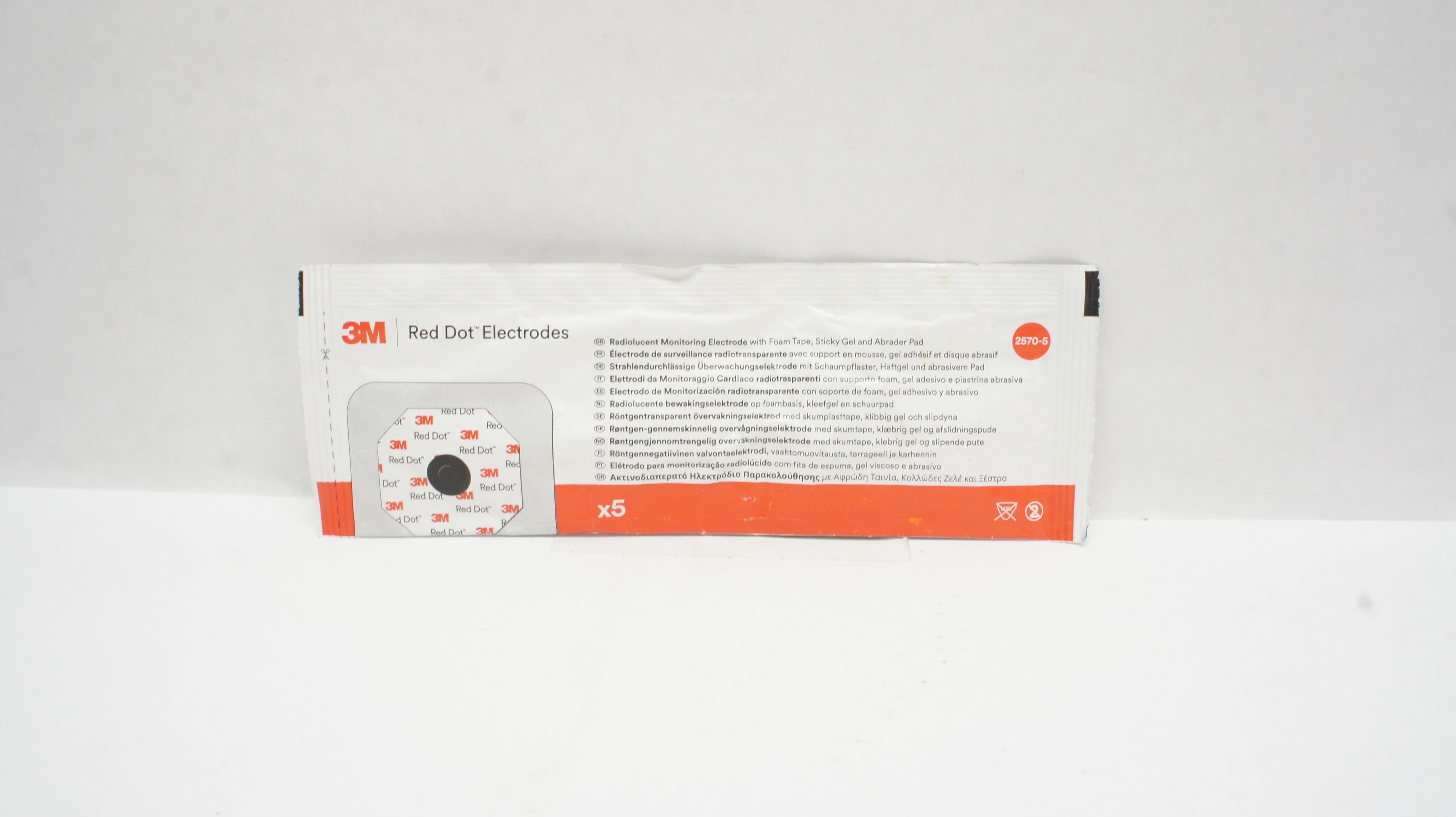 3M 2570-5 Red Dot Radiolucent Monitoring Electrode (x) - Pack of 5
