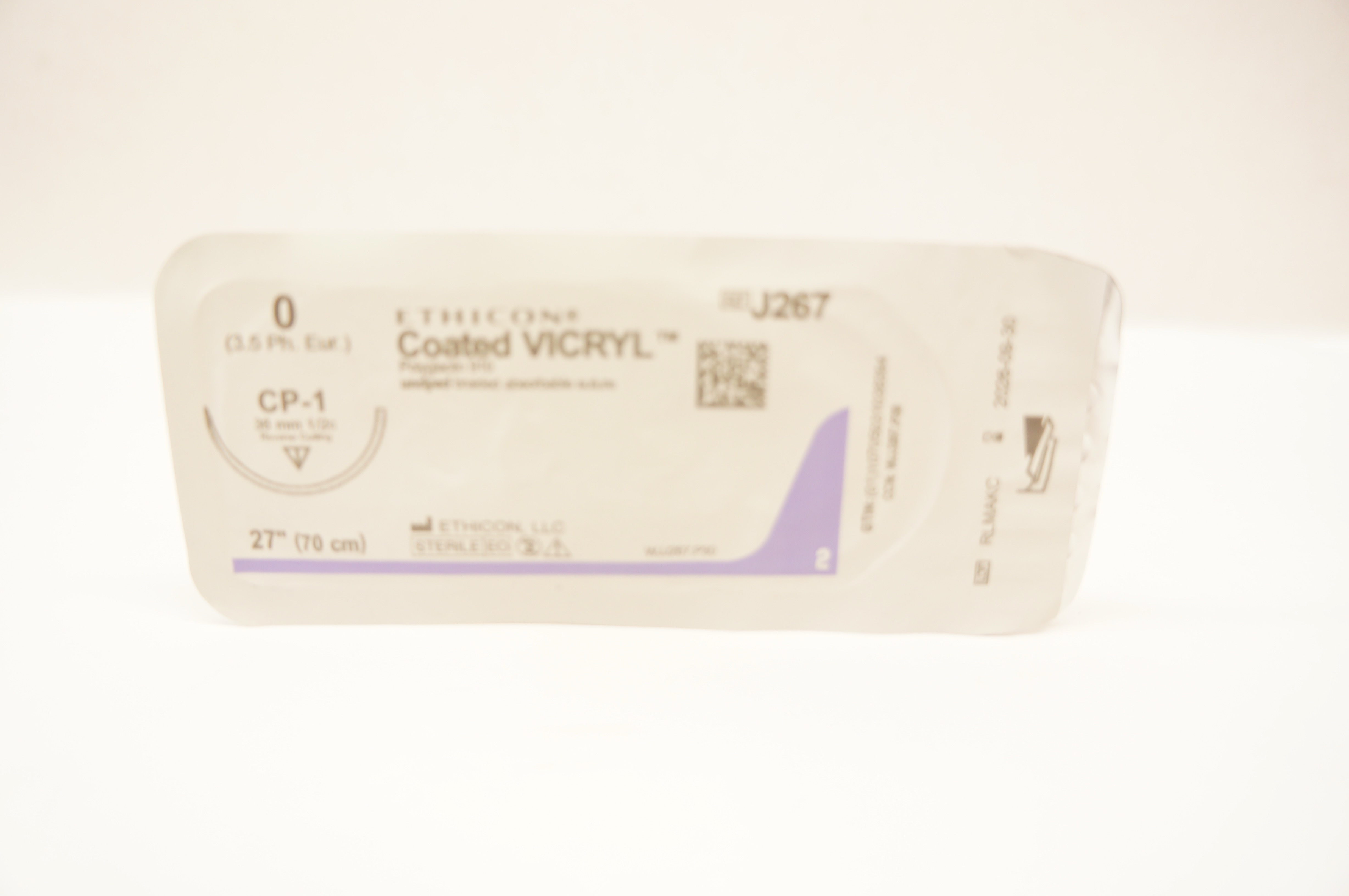 Ethicon J267 0 Coated VICRYL, CP-1, 36mm 1/2c Reverse Cutting, 27inch